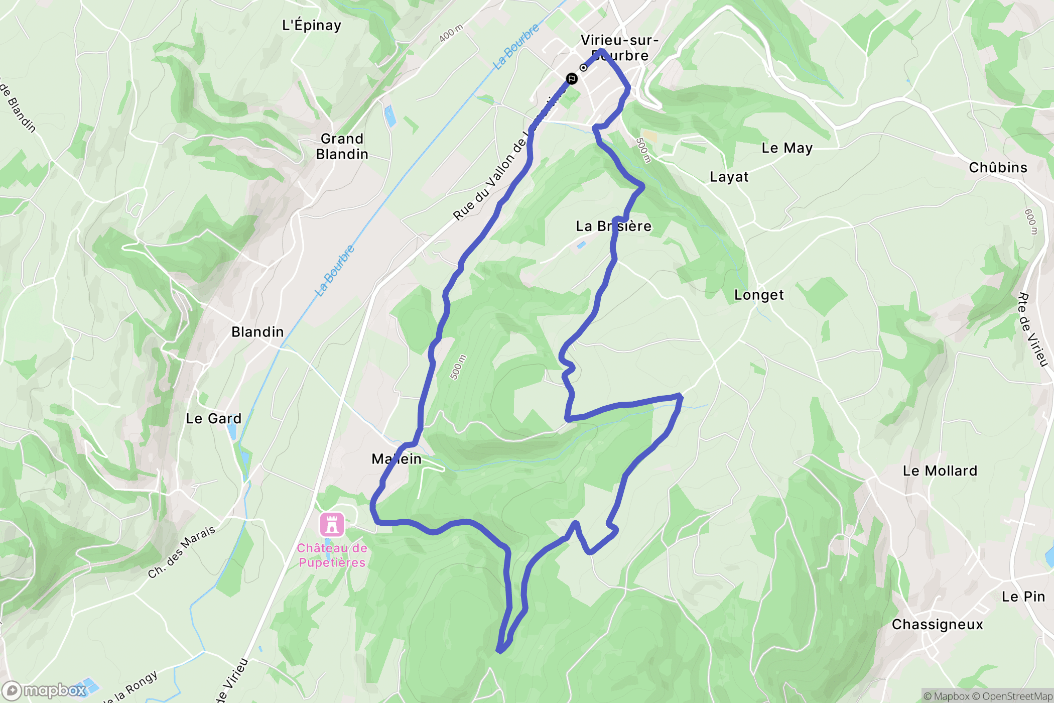 Val-de-Virieu : carte du parcours de randonnée - France