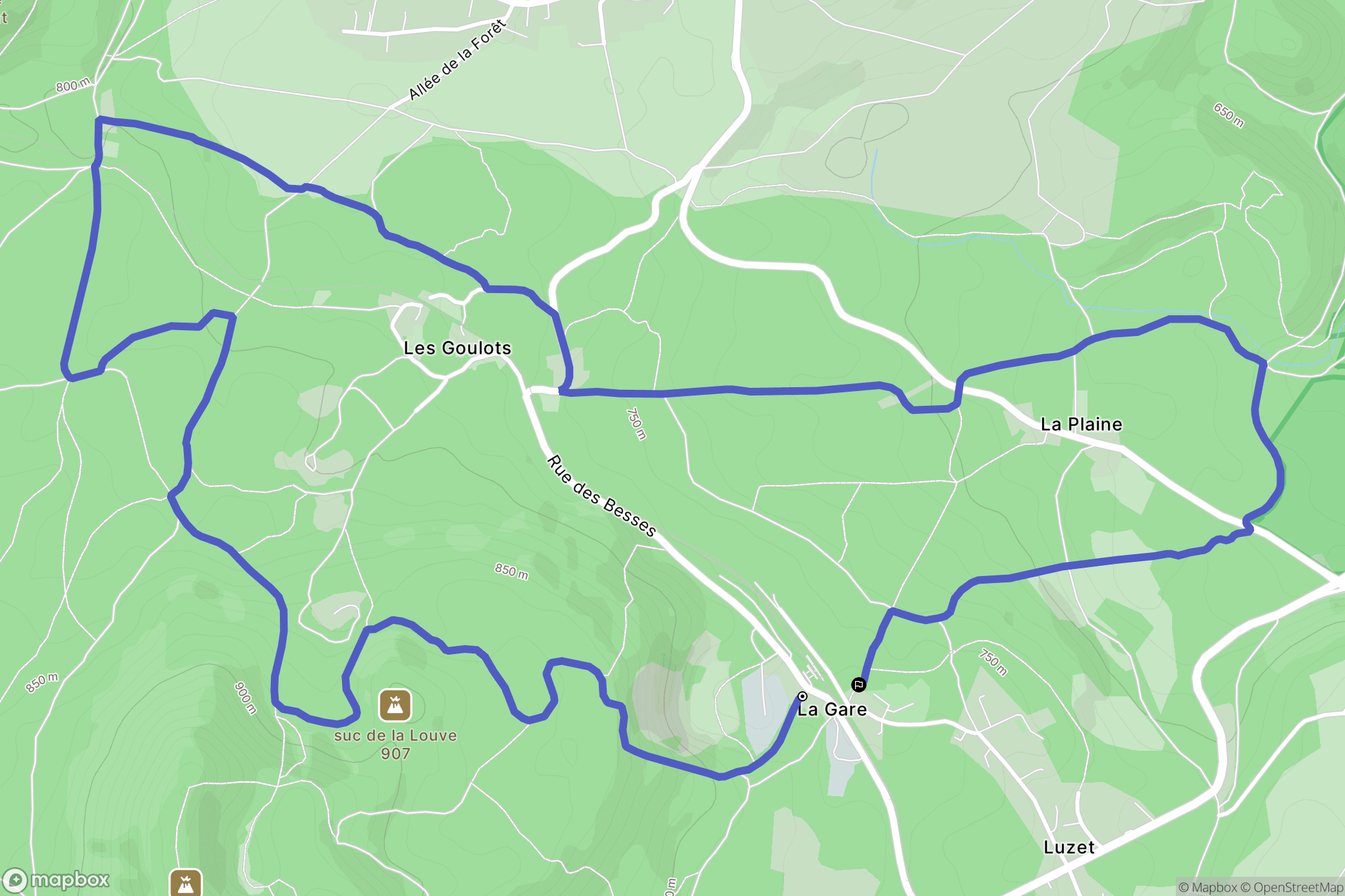 Volvic : carte du parcours de randonnée - France