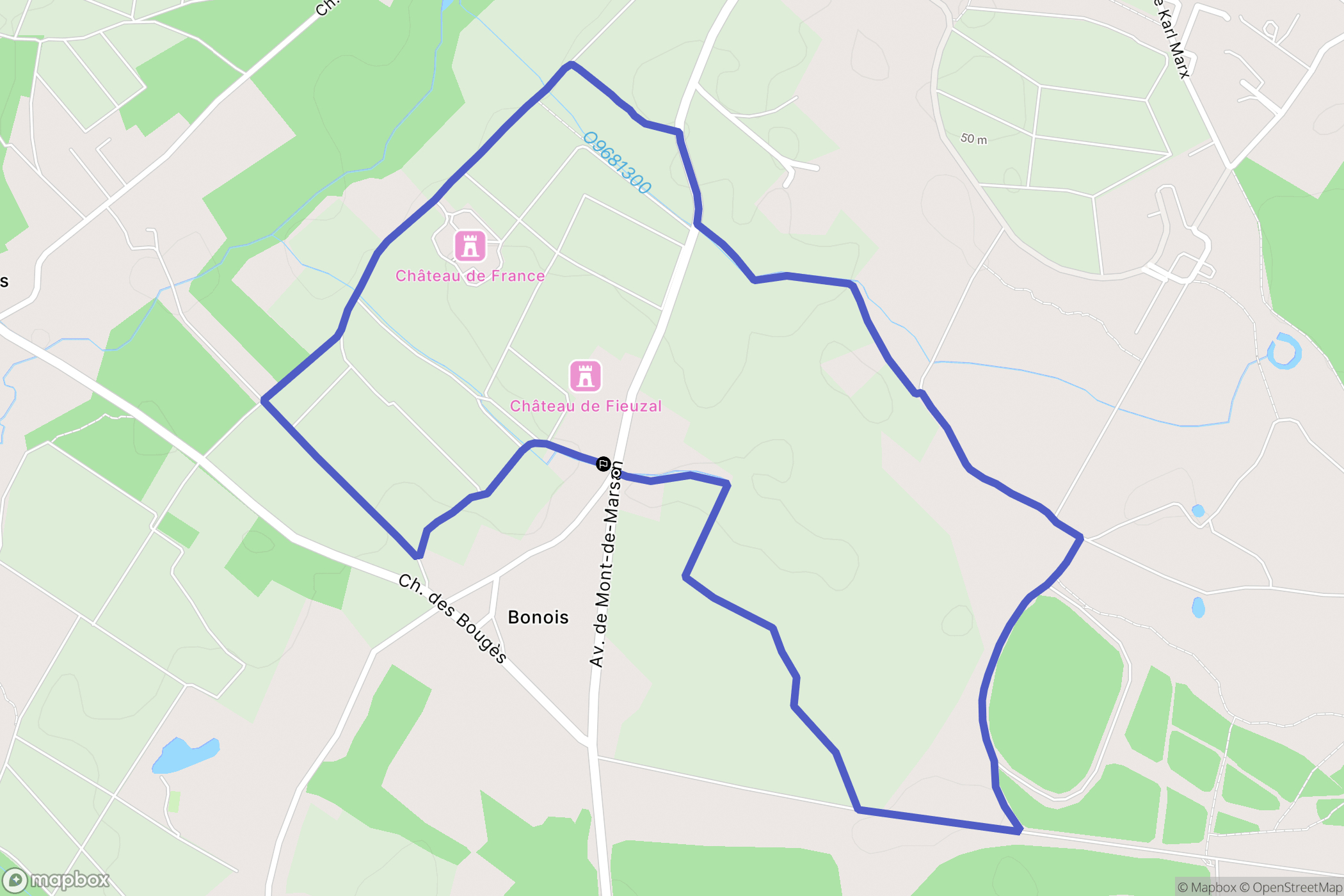 Léognan : carte du parcours de randonnée - France