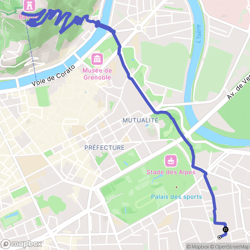 Grenoble : carte du parcours de randonnée - France