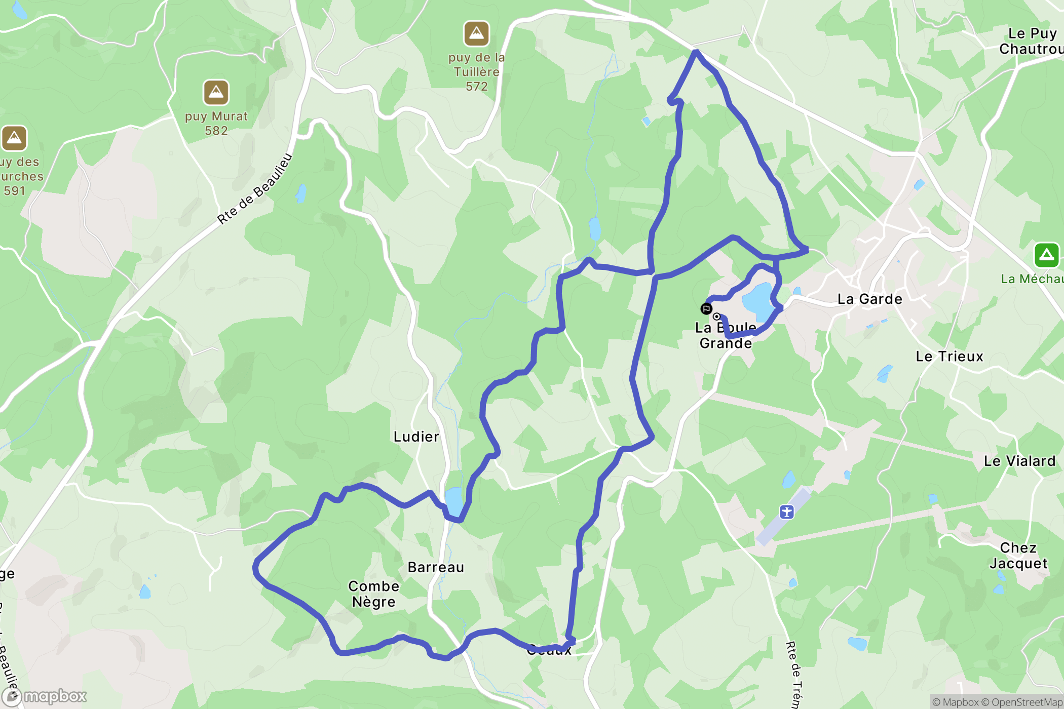 Lagarde-Marc-la-Tour : carte du parcours de randonnée - France