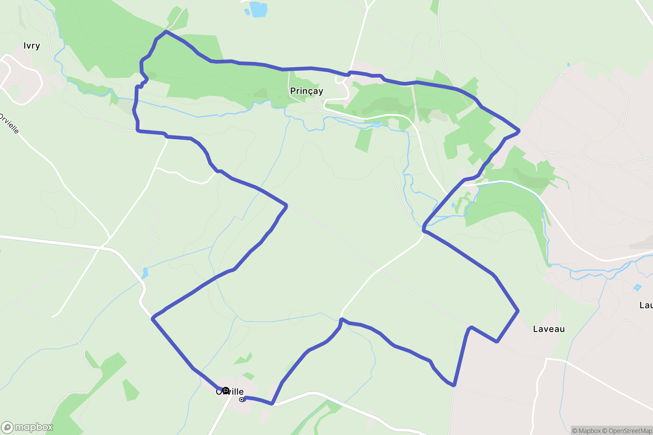 Orville : carte du parcours de randonnée - France