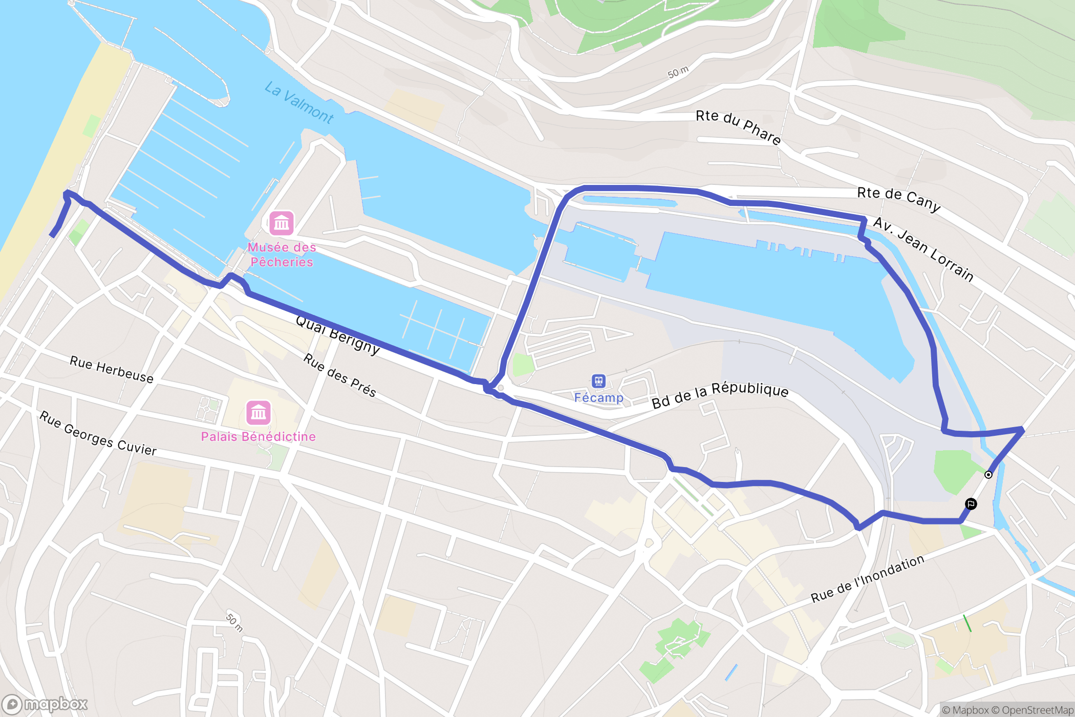 Fécamp : carte du parcours de randonnée - France