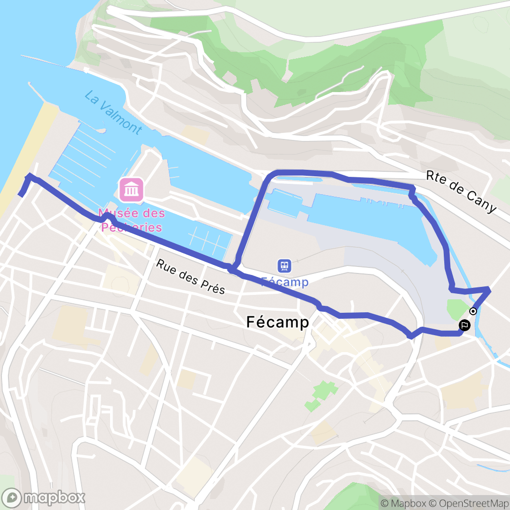 Fécamp : carte du parcours de randonnée - France