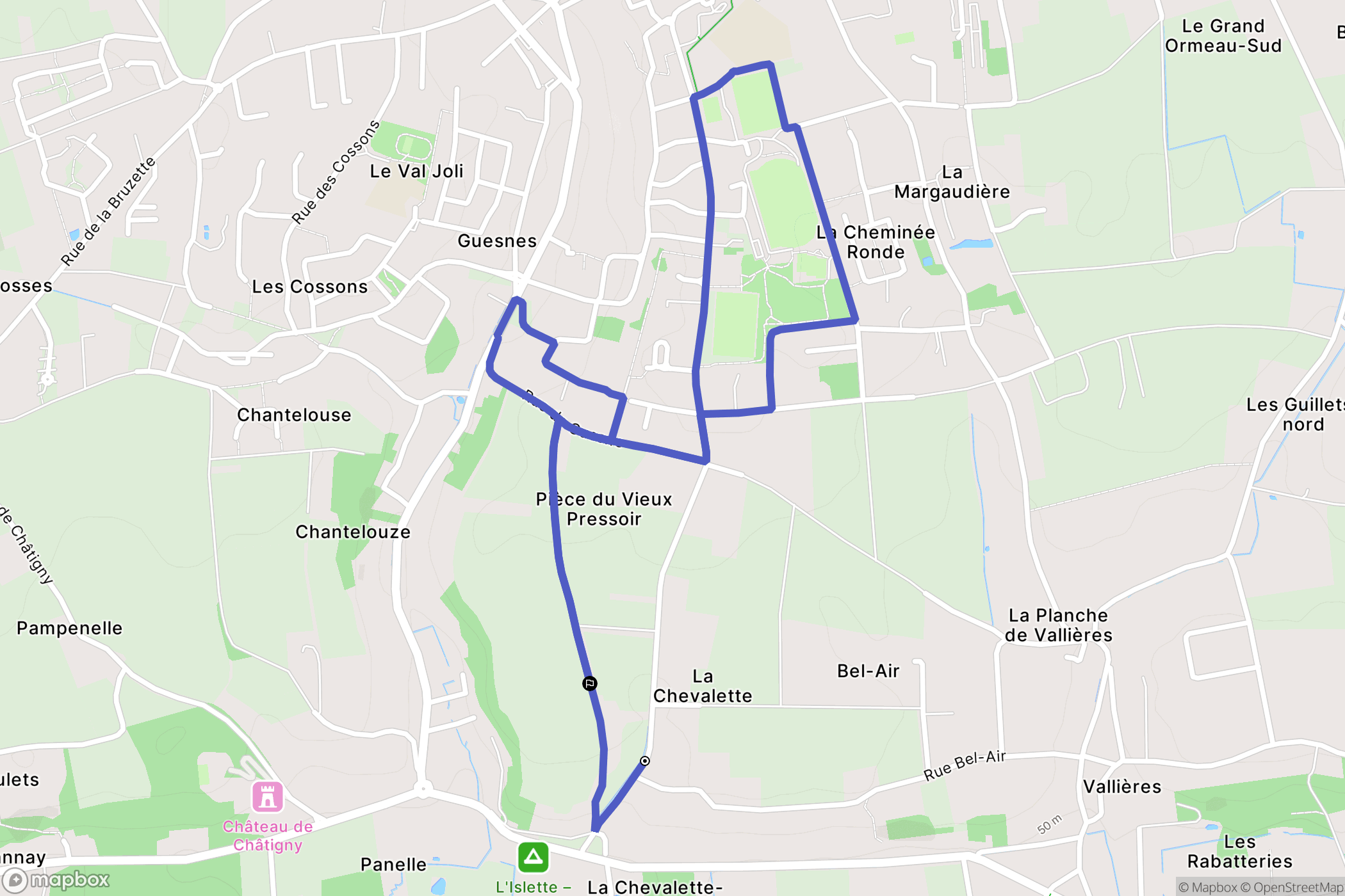 Fondettes : carte du parcours de randonnée - France