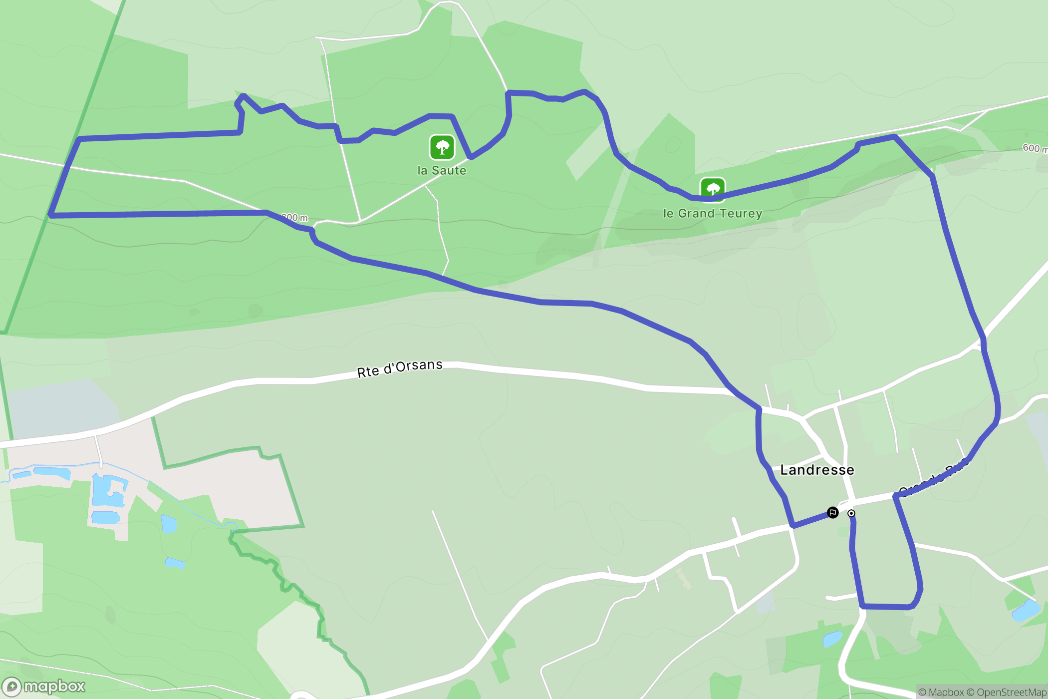 Landresse : carte du parcours de randonnée - France