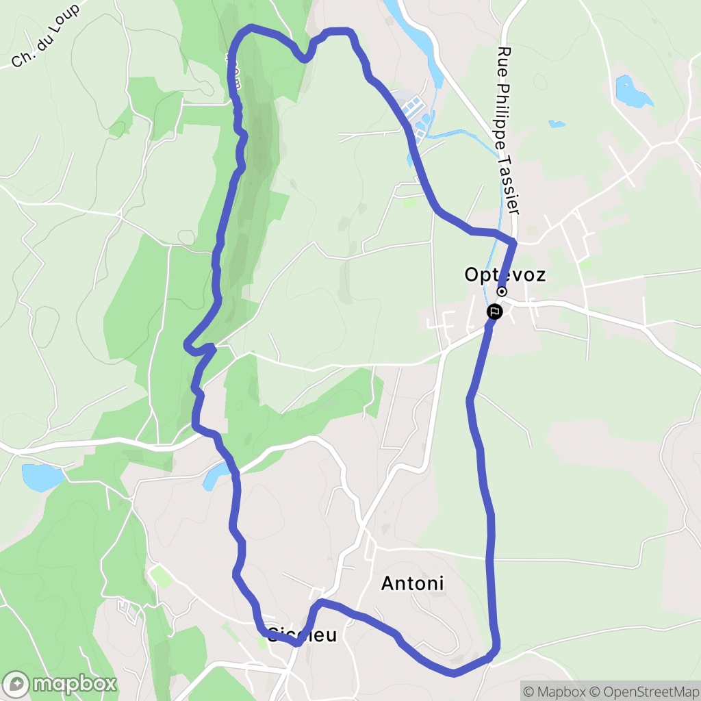 Optevoz : carte du parcours de randonnée - France