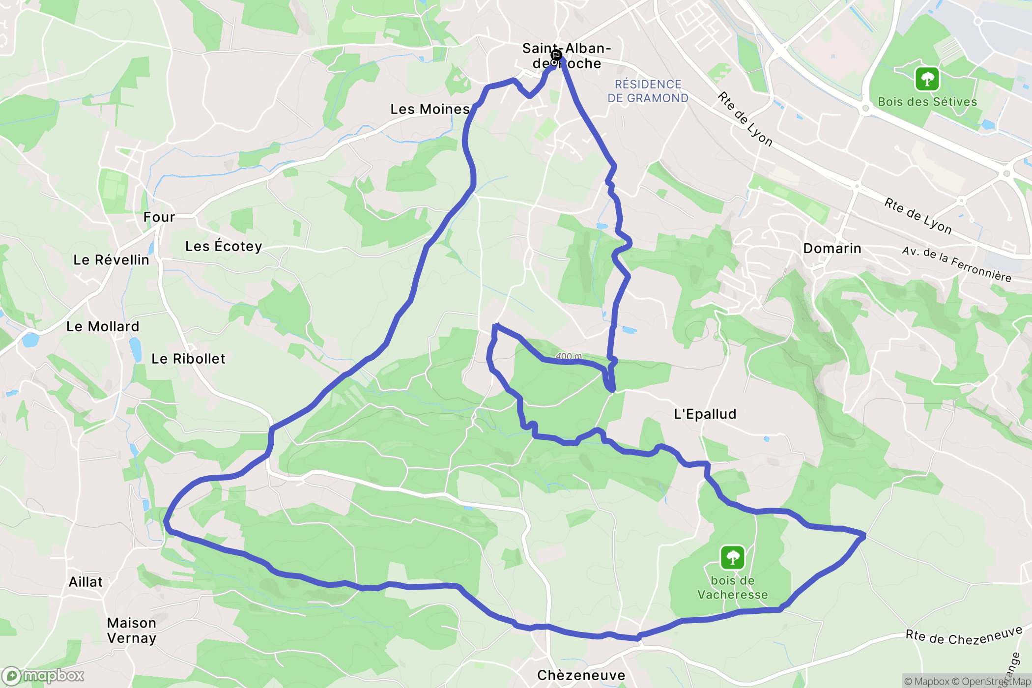 Saint-Alban-de-Roche : carte du parcours de randonnée - France
