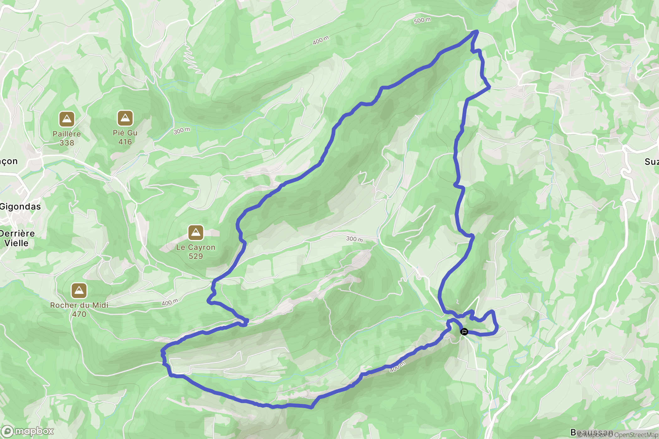 Lafare : carte du parcours de randonnée - France