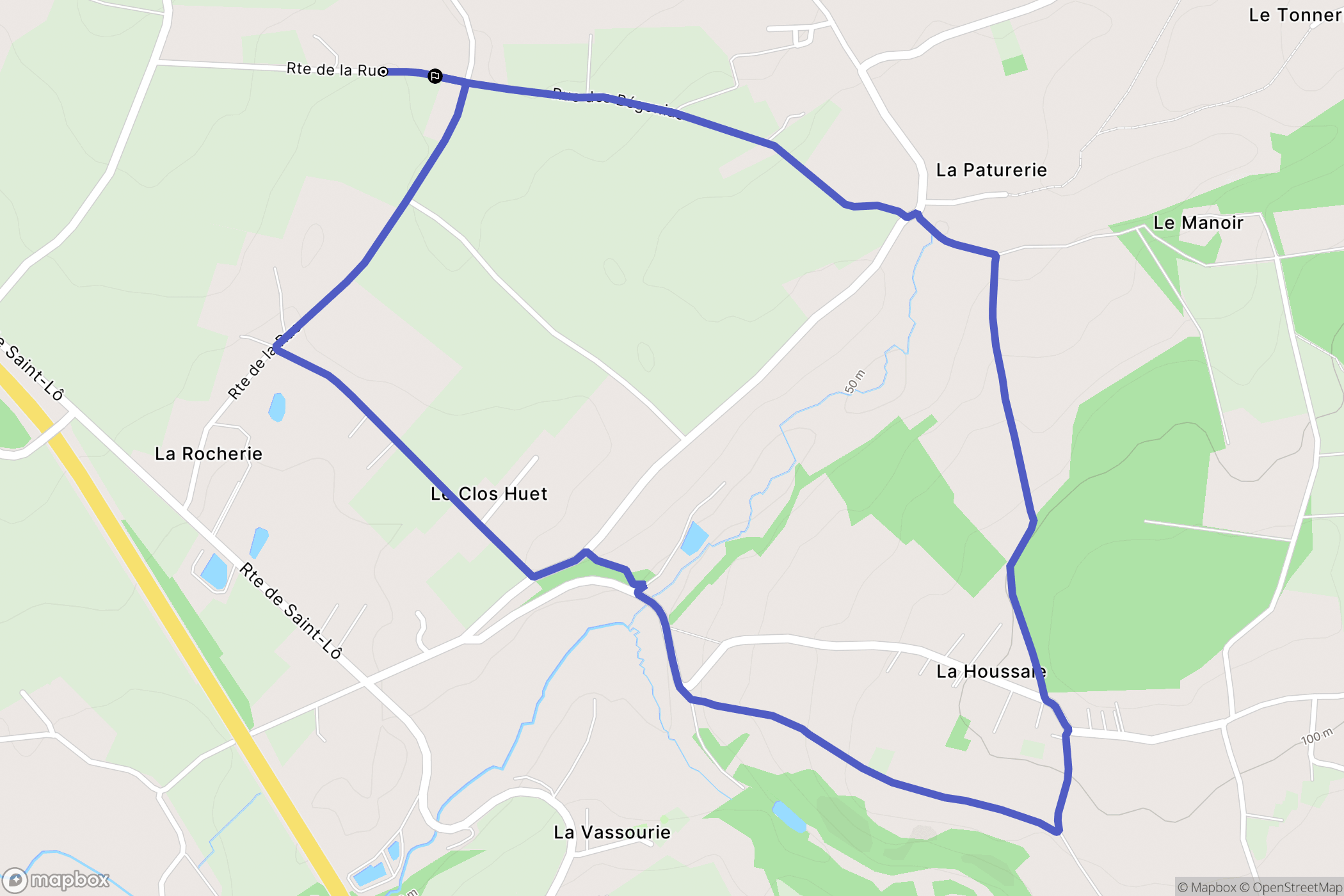 Condé-sur-Vire : carte du parcours de randonnée - France
