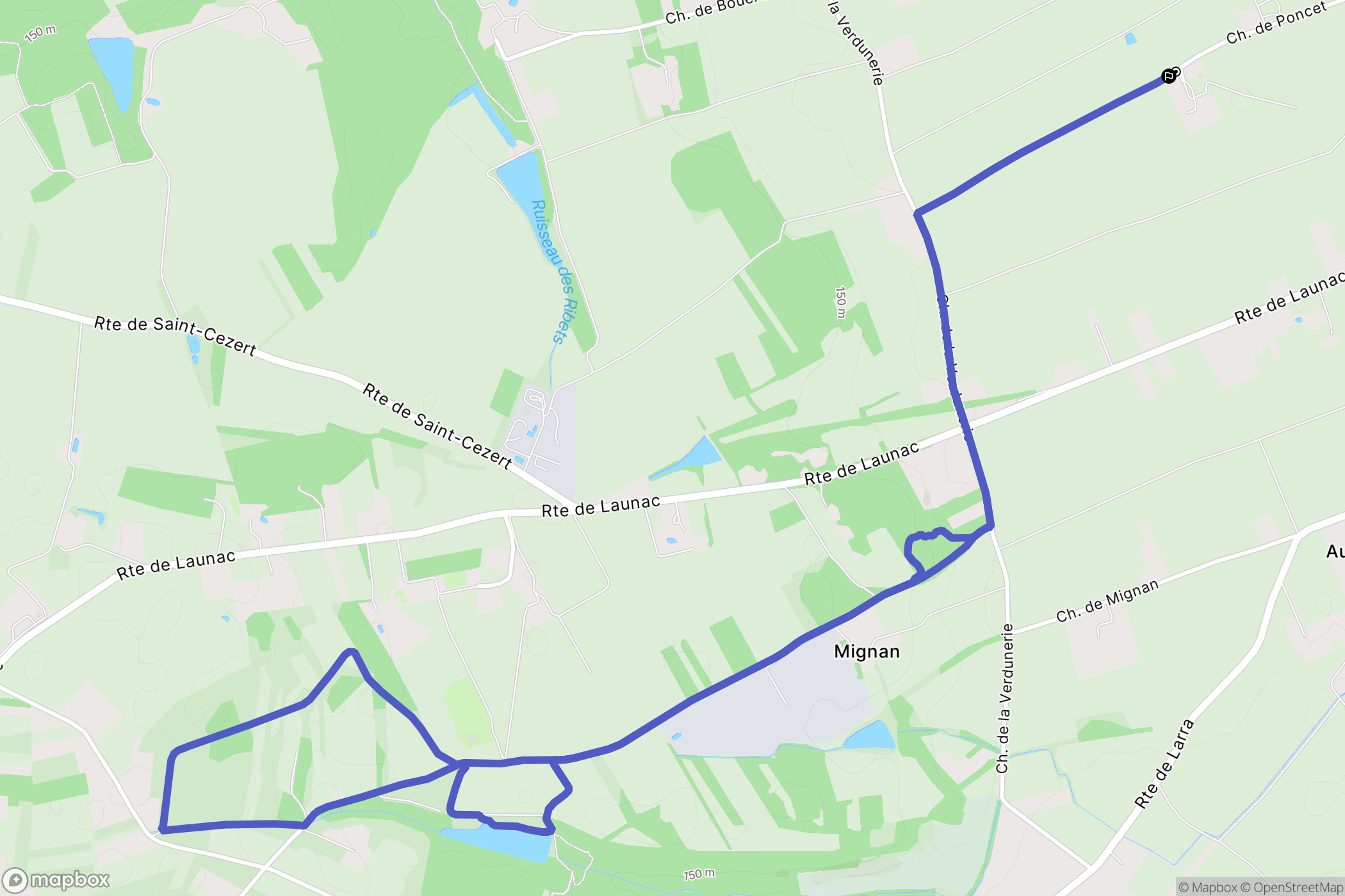 Grenade : carte du parcours de randonnée - France