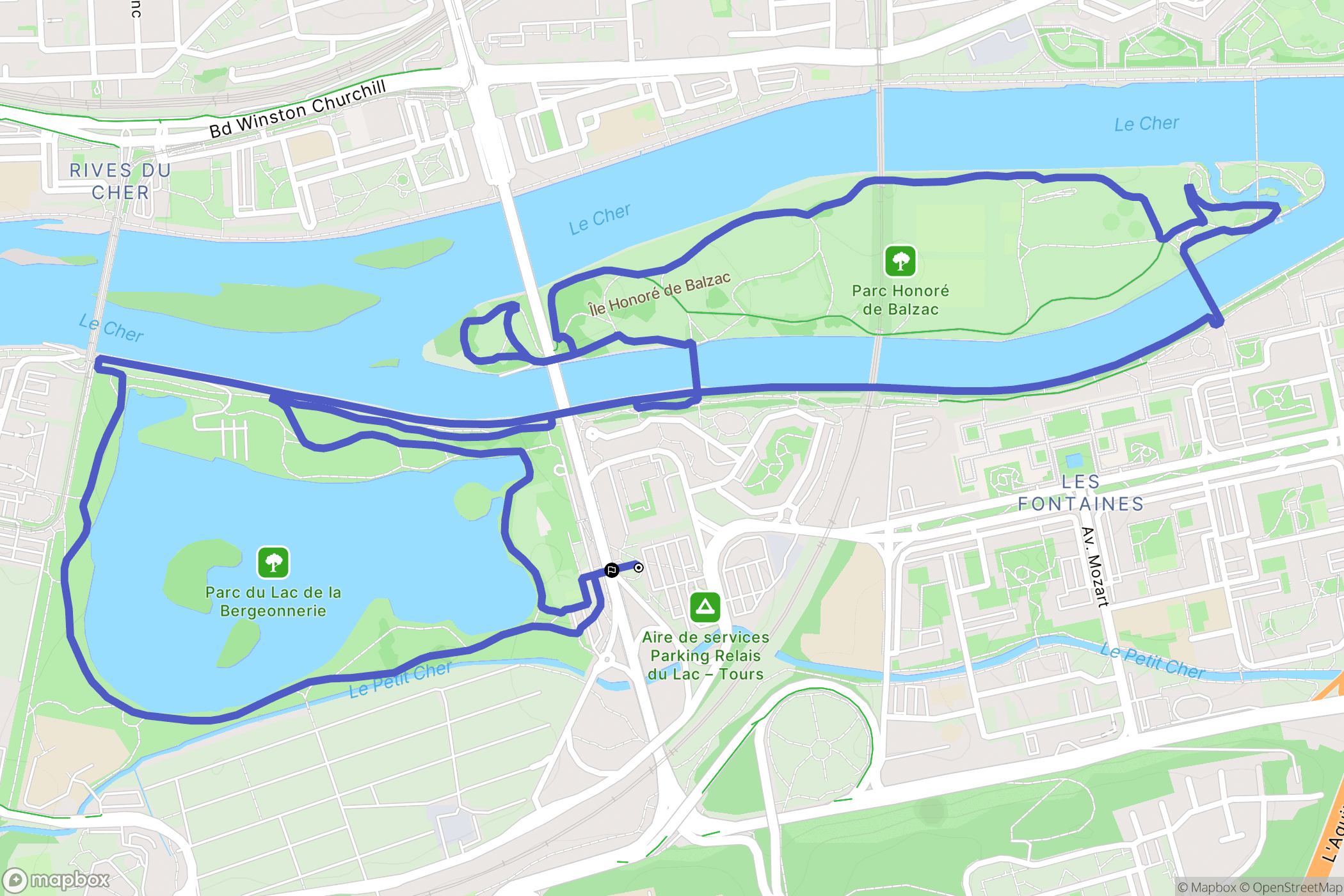 Tours : carte du parcours de randonnée - France