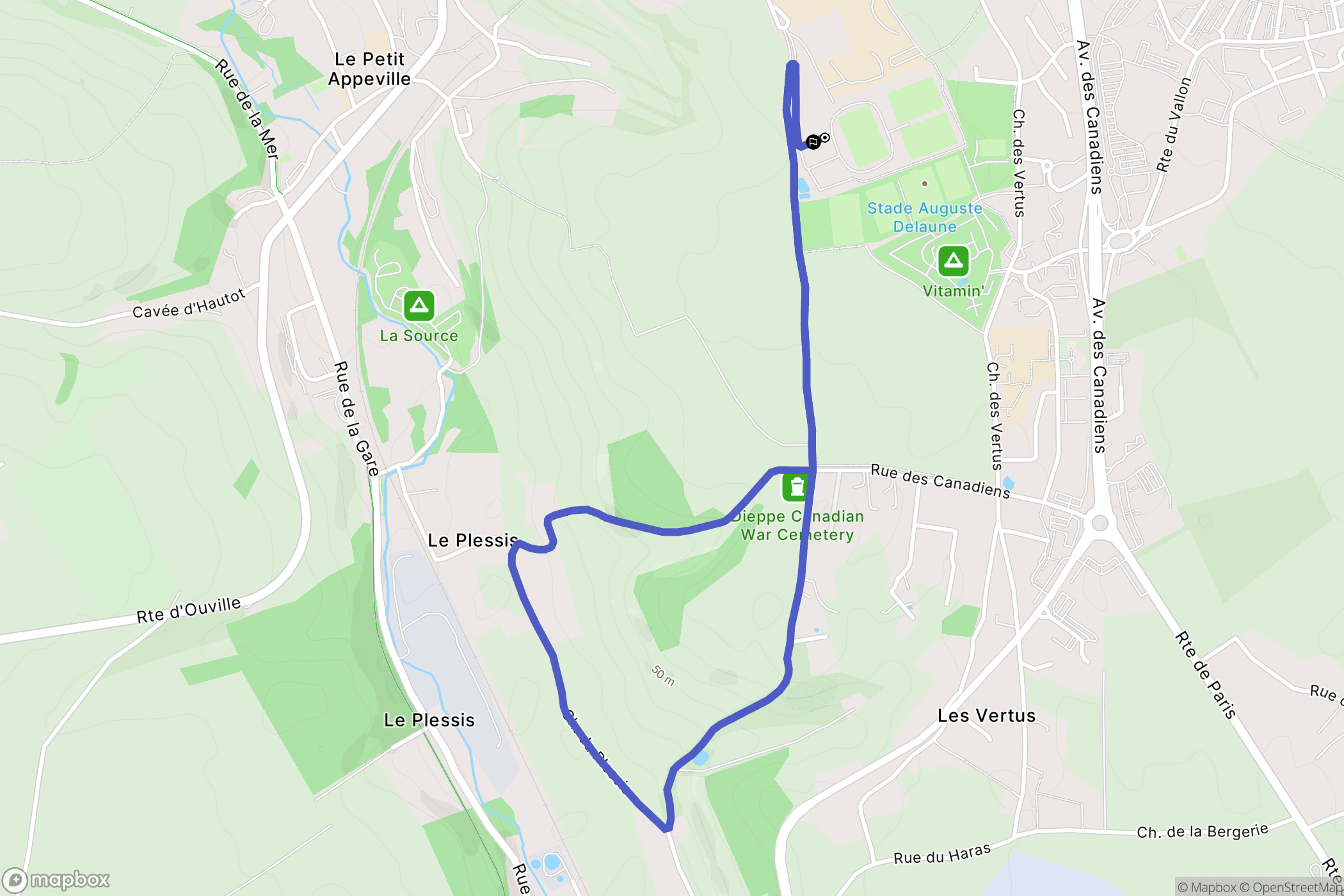 Saint-Aubin-sur-Scie : carte du parcours de randonnée - France