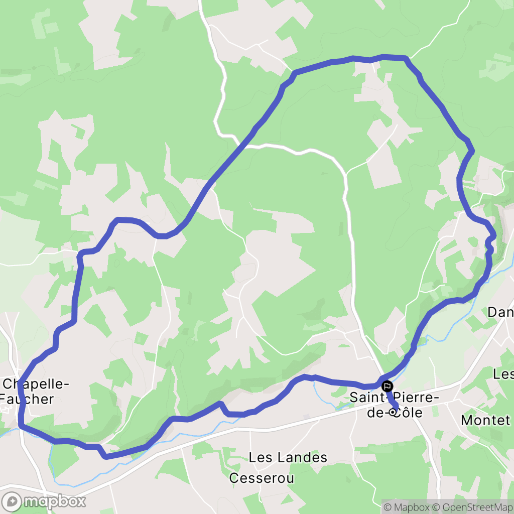 Saint-Pierre-de-Côle : carte du parcours de randonnée - France