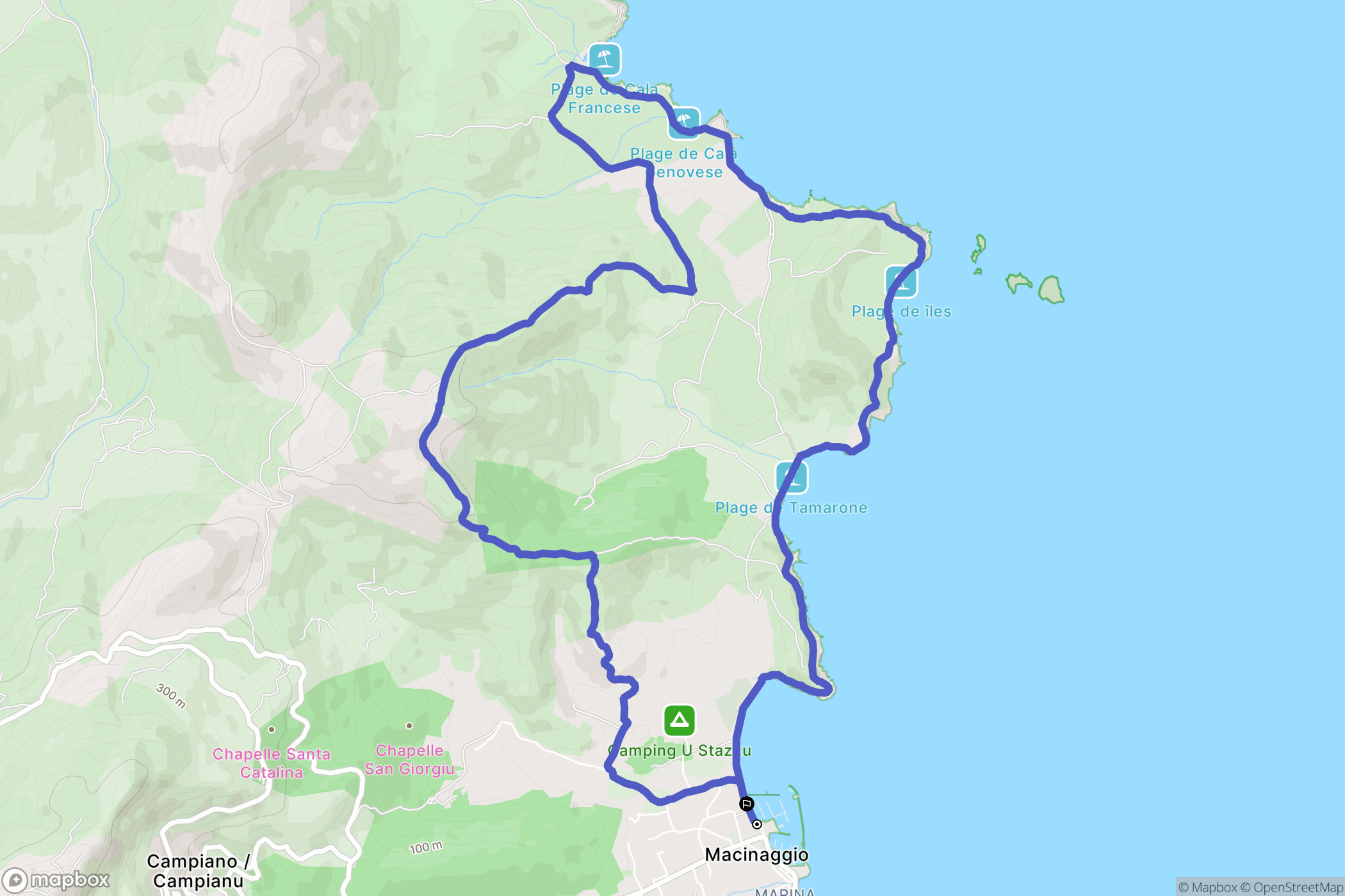 Rogliano : carte du parcours de randonnée - France