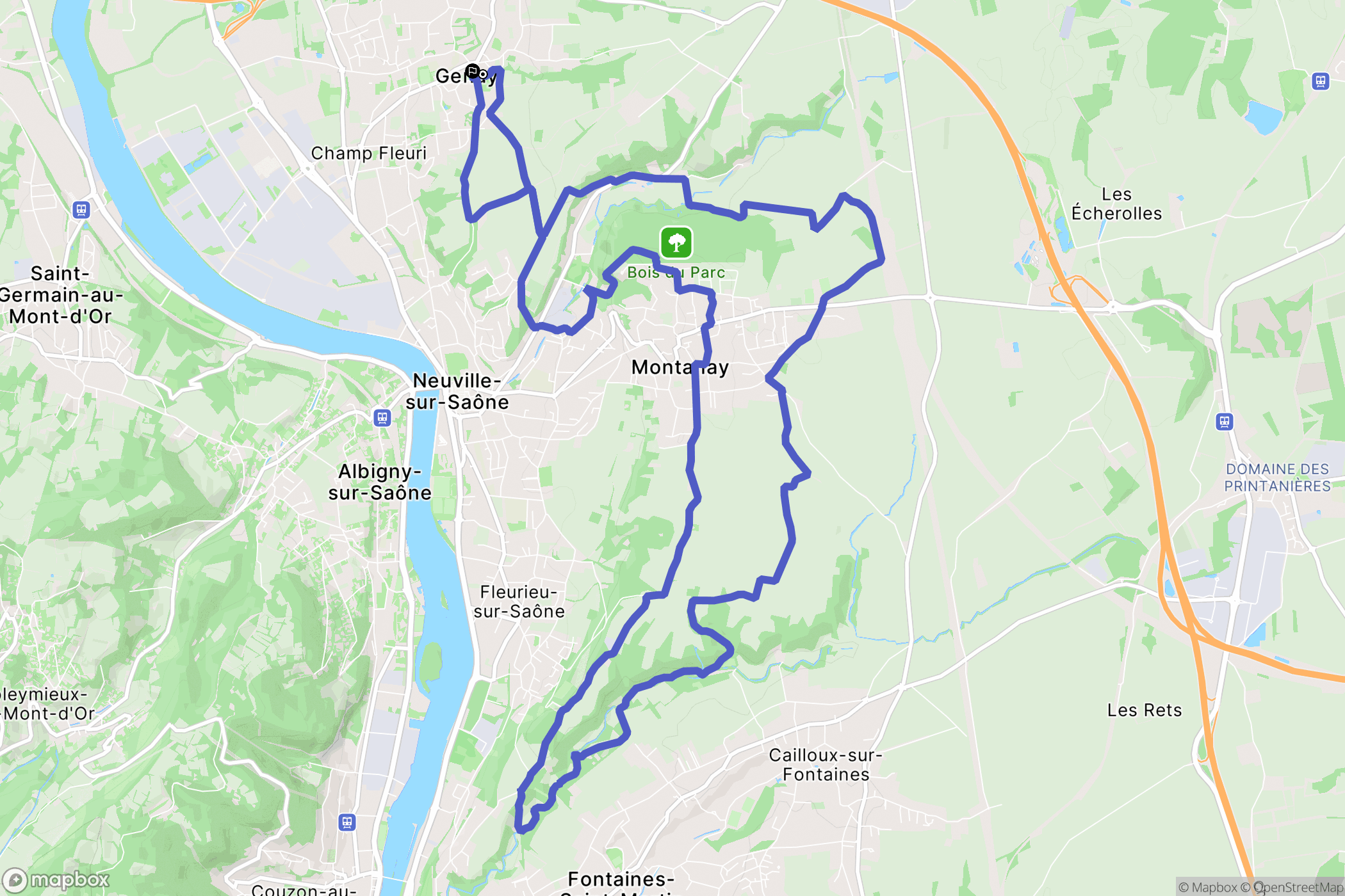 Genay : carte du parcours de randonnée - France