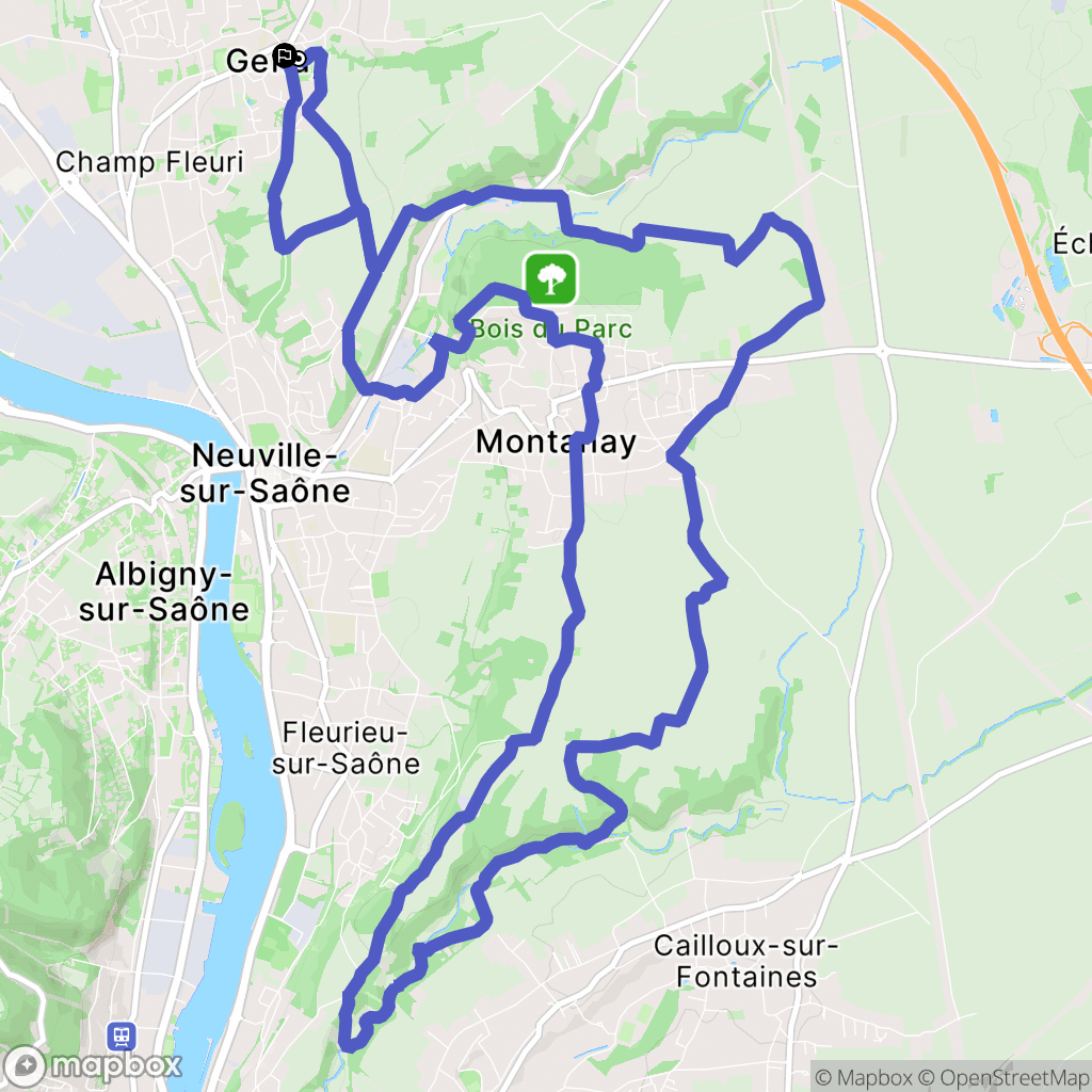 Genay : carte du parcours de randonnée - France