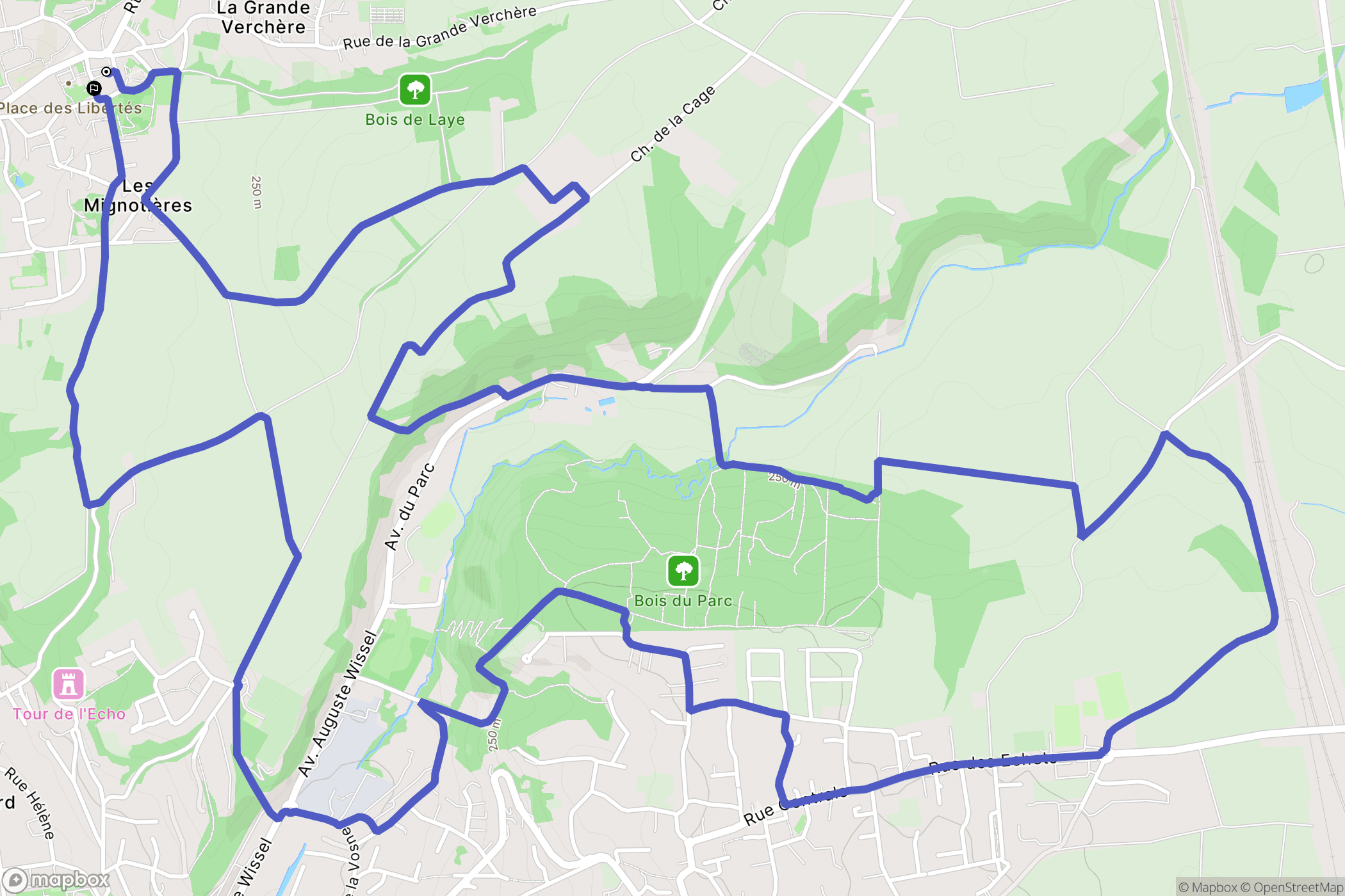 Genay : carte du parcours de randonnée - France