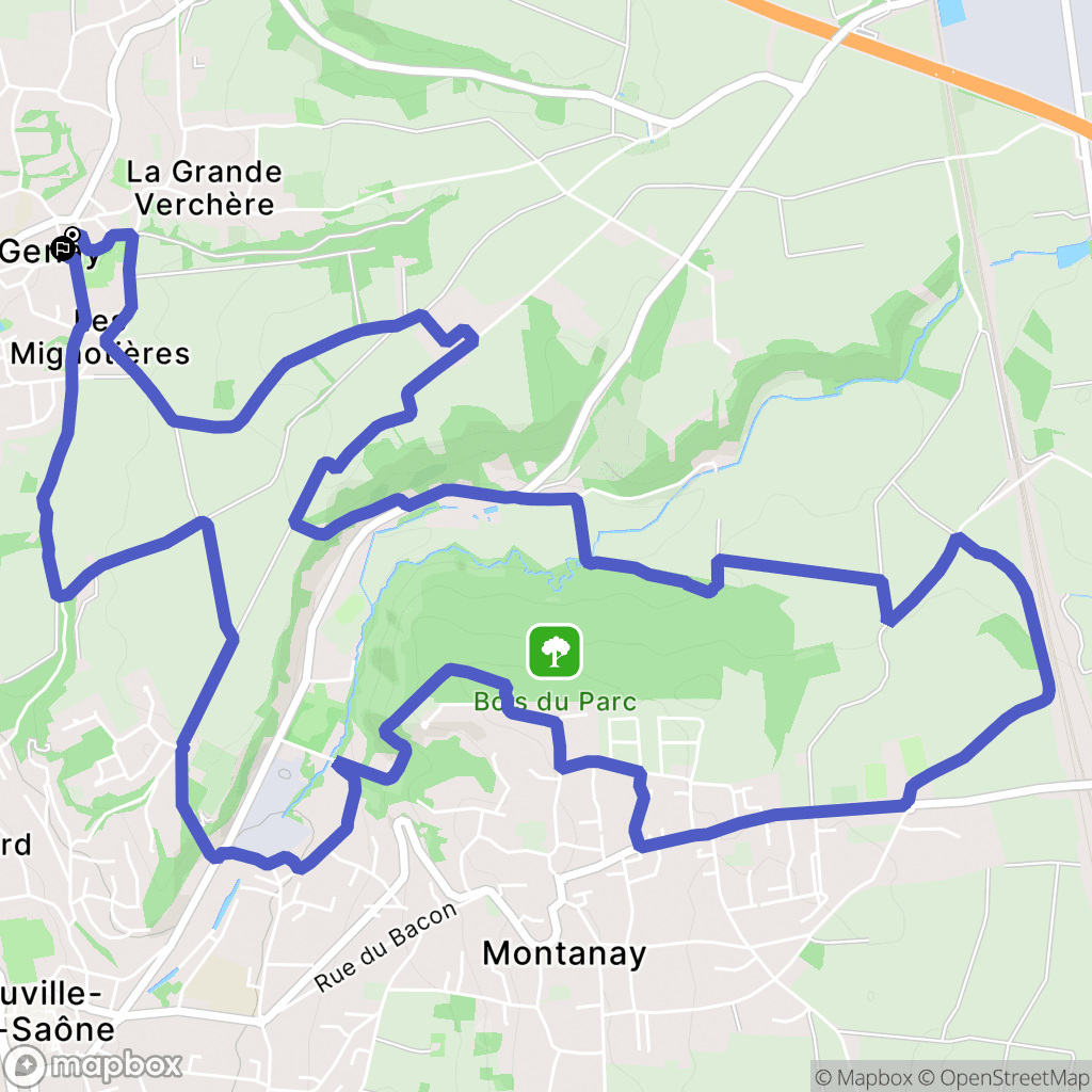 Genay : carte du parcours de randonnée - France