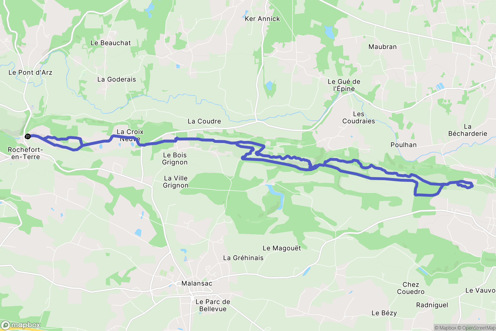 Rochefort-en-Terre : carte du parcours de randonnée - France