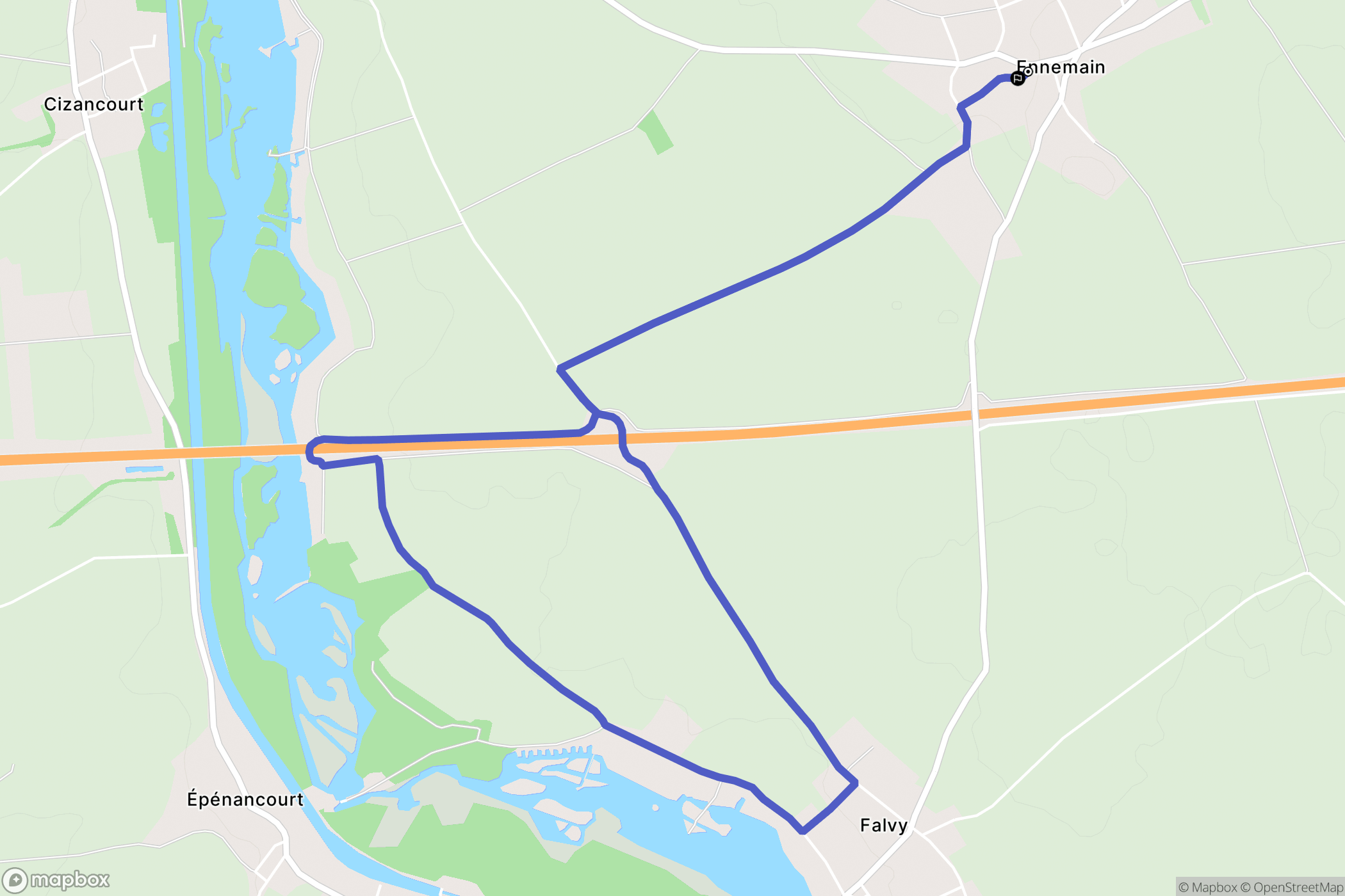 Ennemain : carte du parcours de randonnée - France