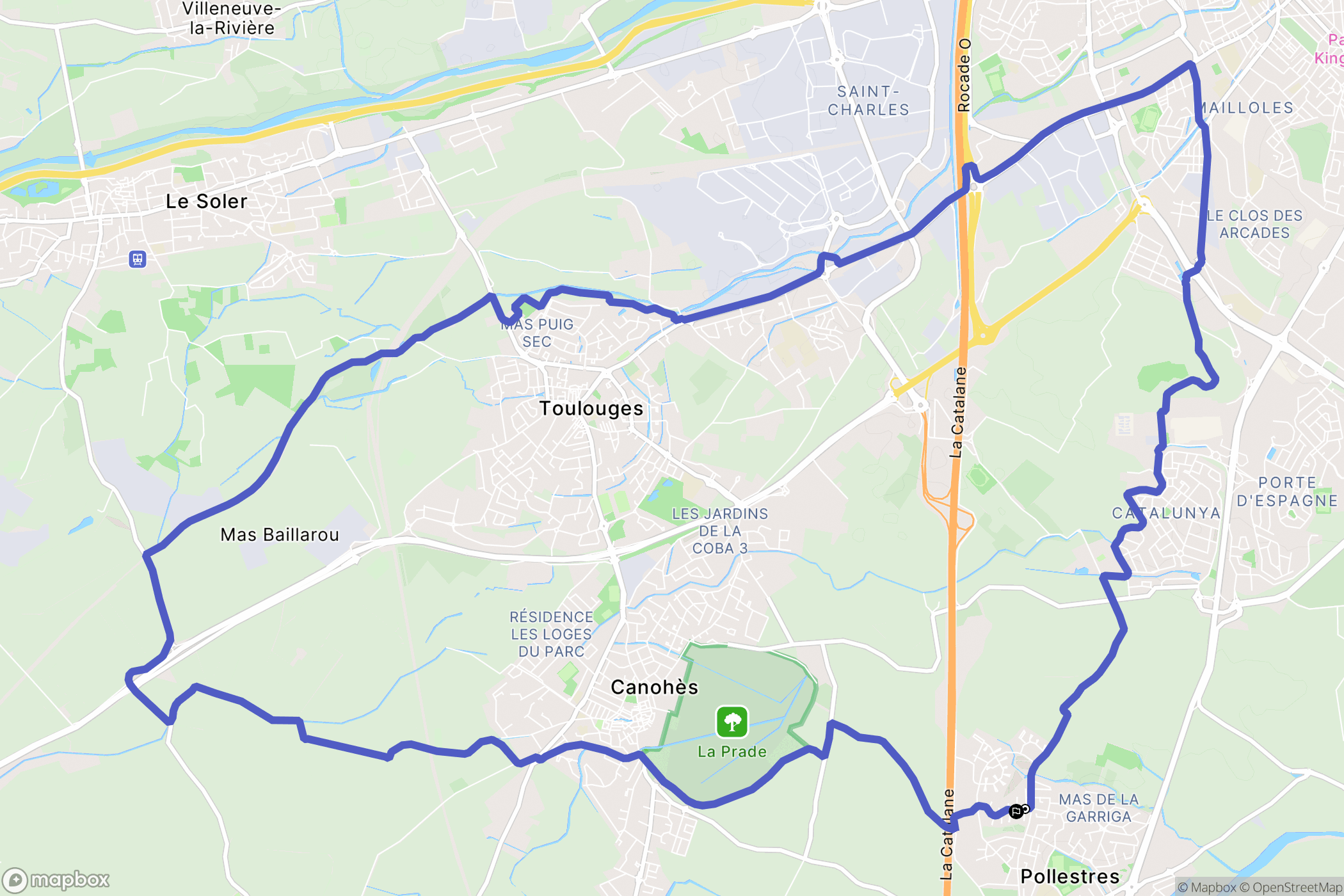 Pollestres : carte du parcours de randonnée - France