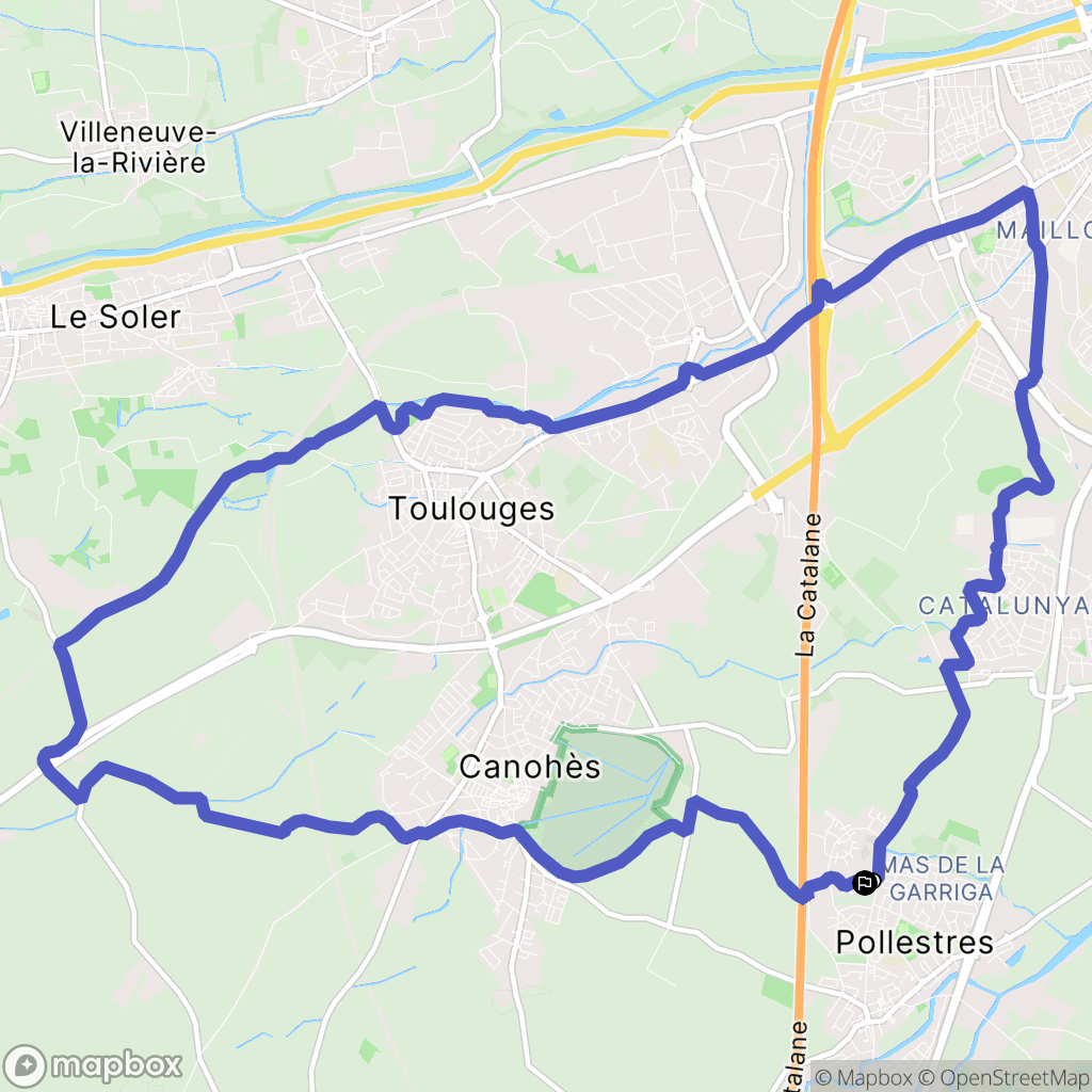 Pollestres : carte du parcours de randonnée - France