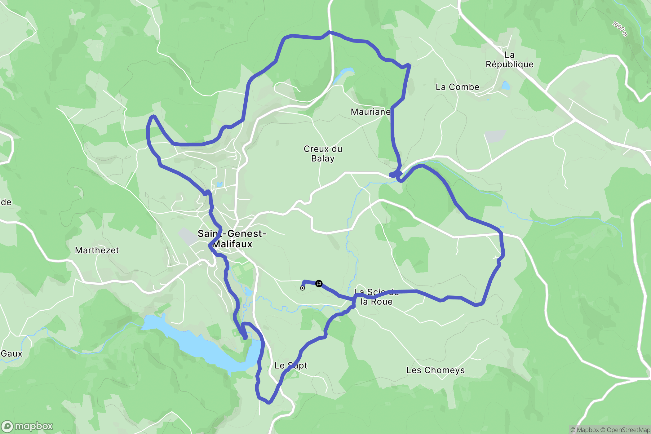 Saint-Genest-Malifaux : carte du parcours de randonnée - France