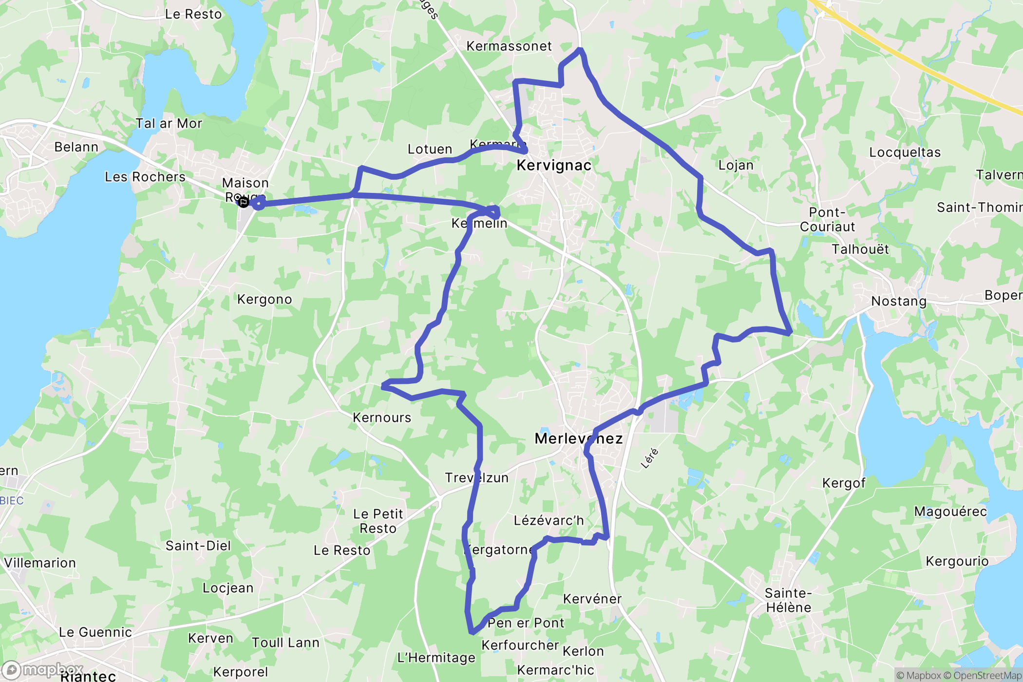 Kervignac : carte du parcours de randonnée - France