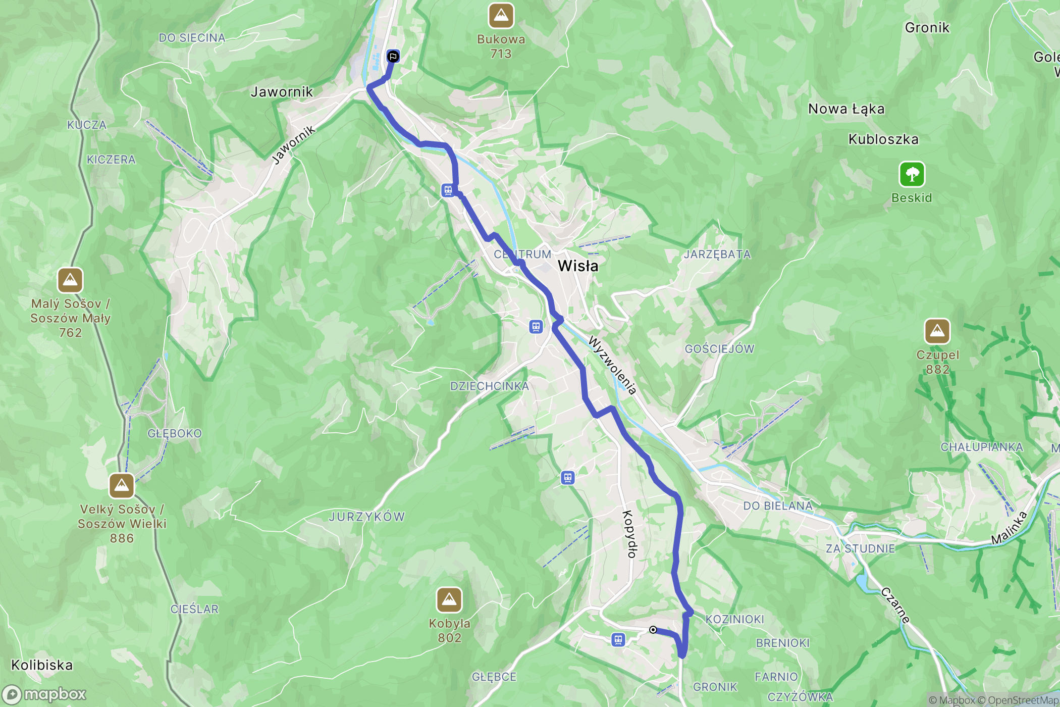 Wisła: mapa trasy - Poland