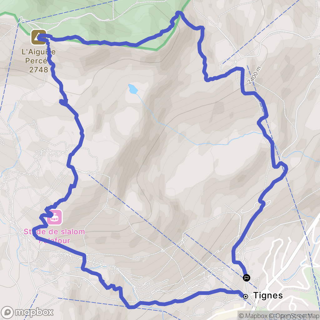 Tignes : carte du parcours de randonnée - France