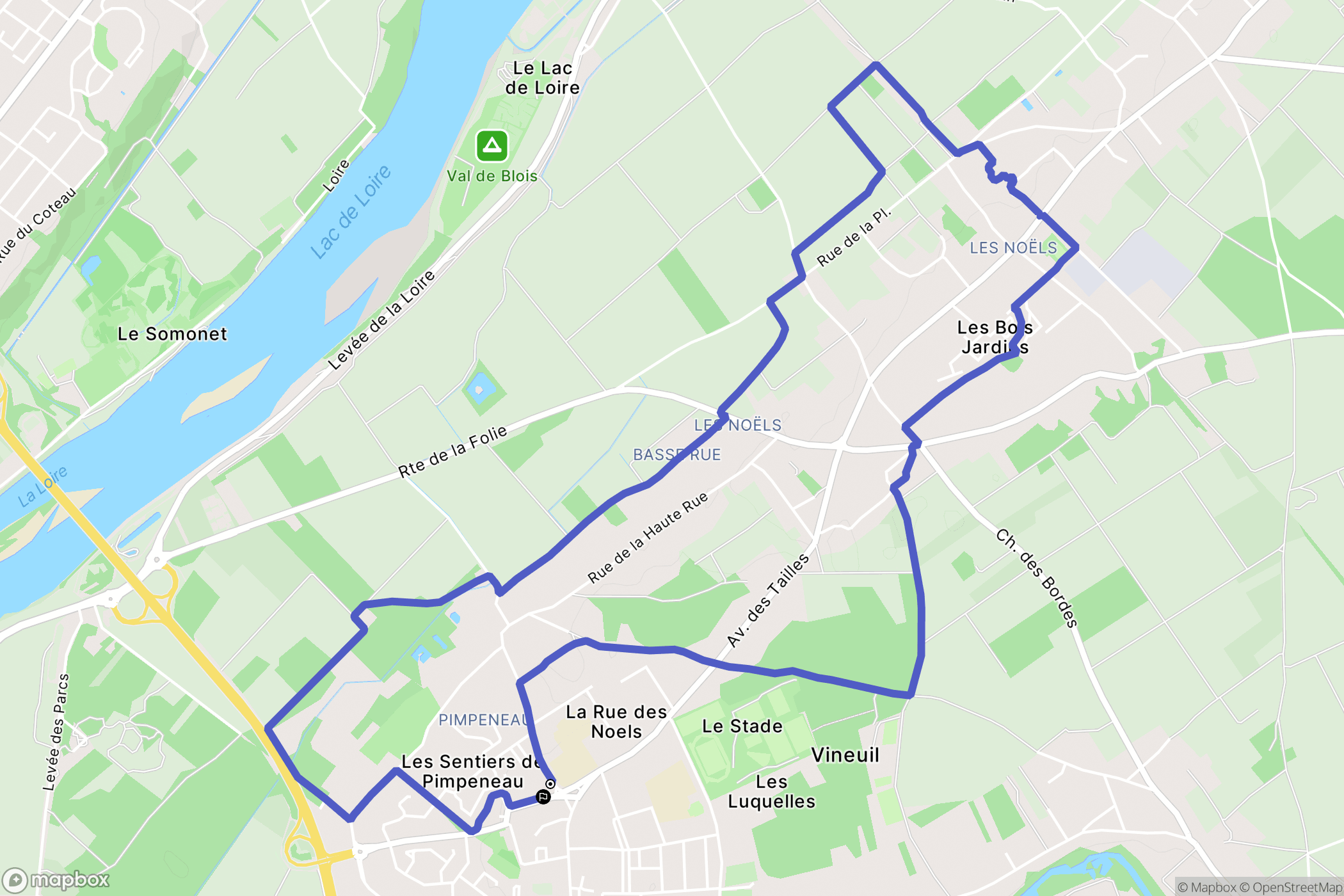 Vineuil : carte du parcours de randonnée - France
