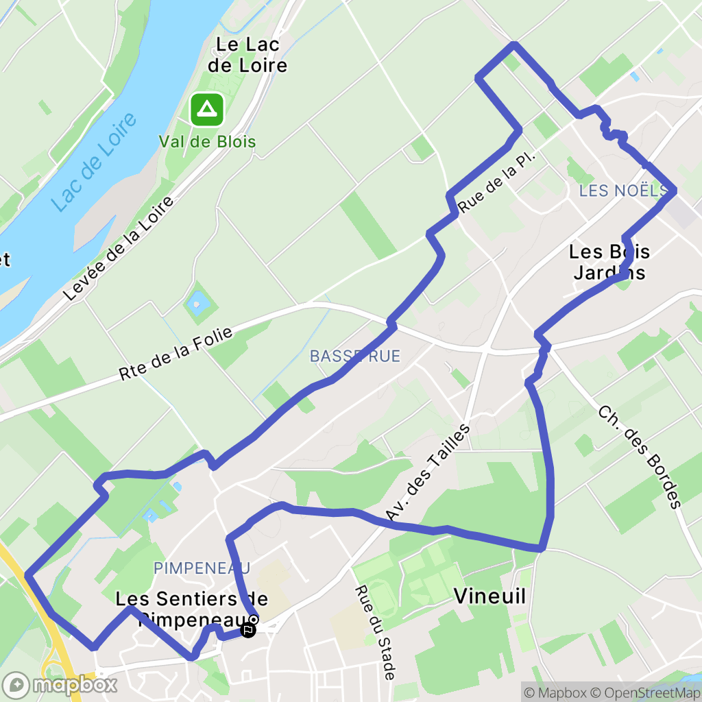 Vineuil : carte du parcours de randonnée - France