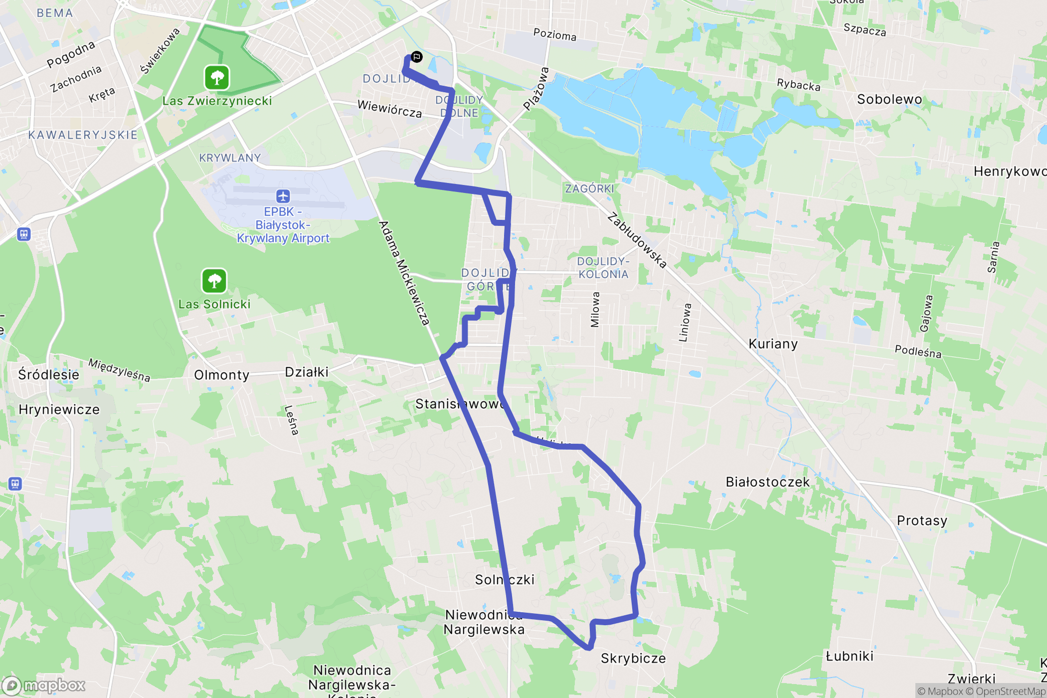 Białystok: mapa trasy - Poland