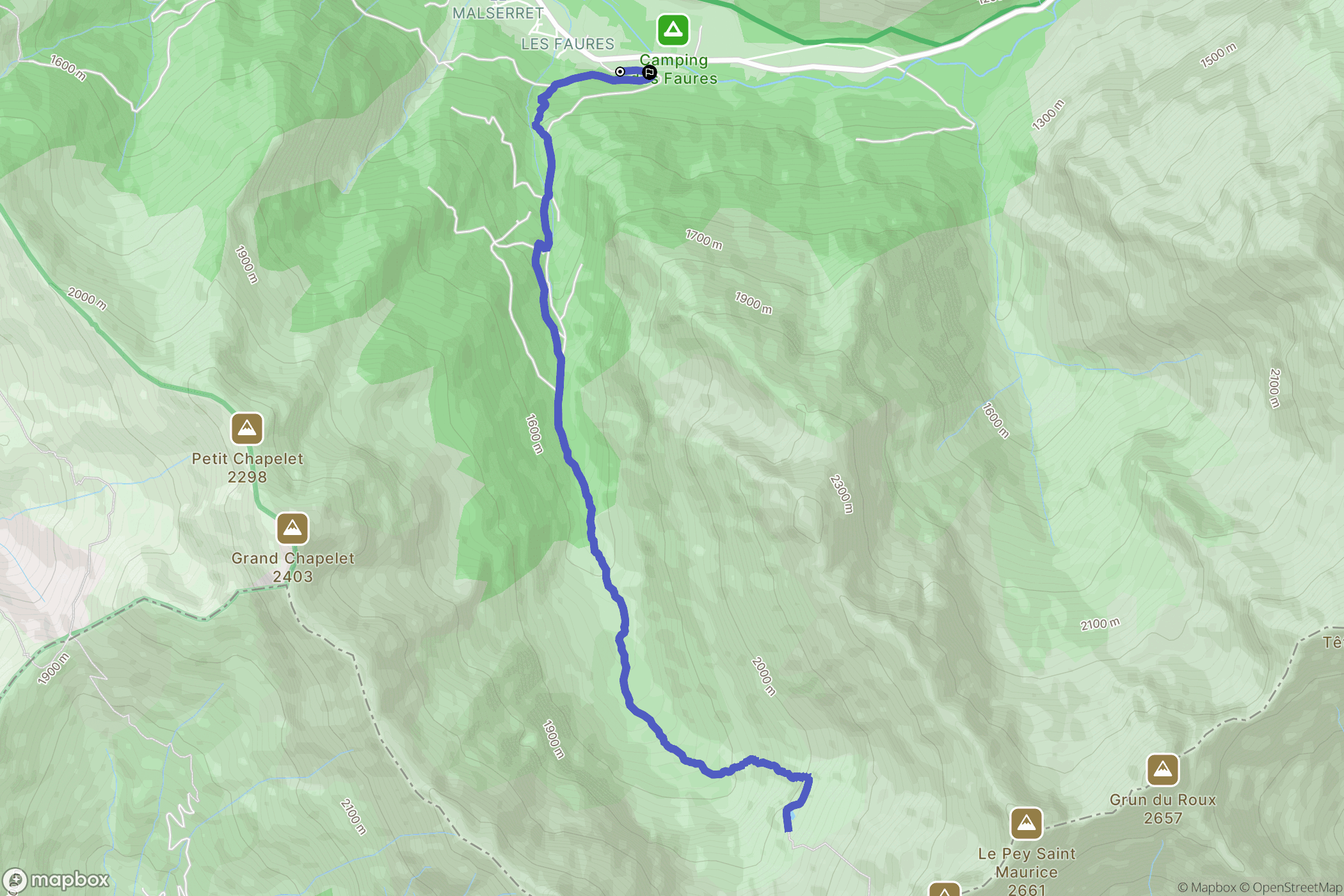 Valjouffrey : carte du parcours de randonnée - France