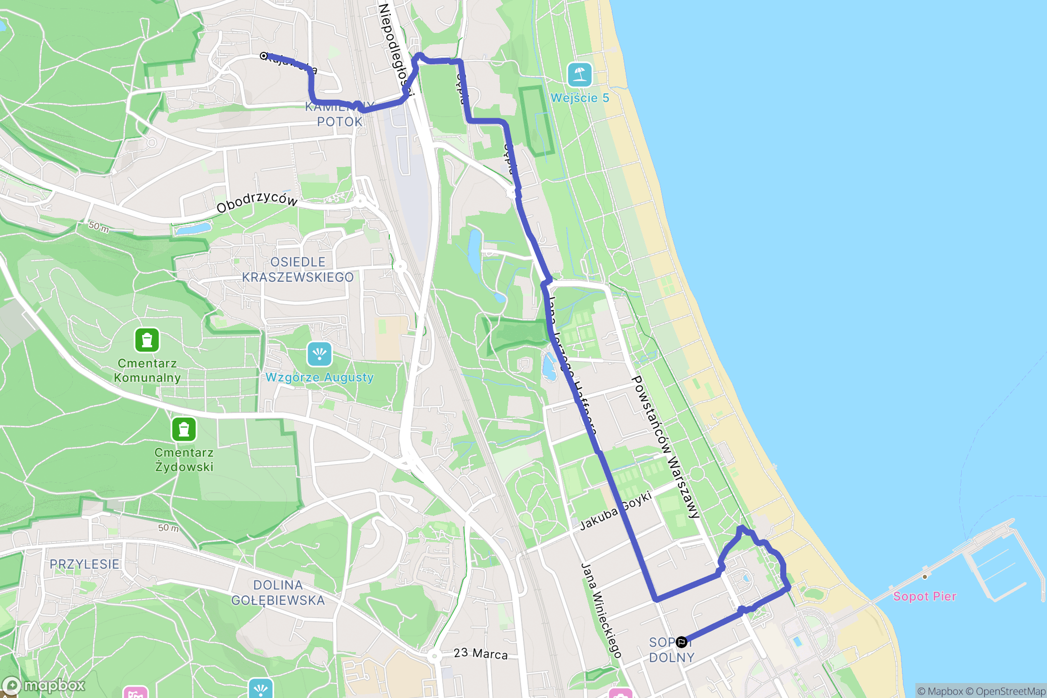 Sopot: mapa trasy - Poland