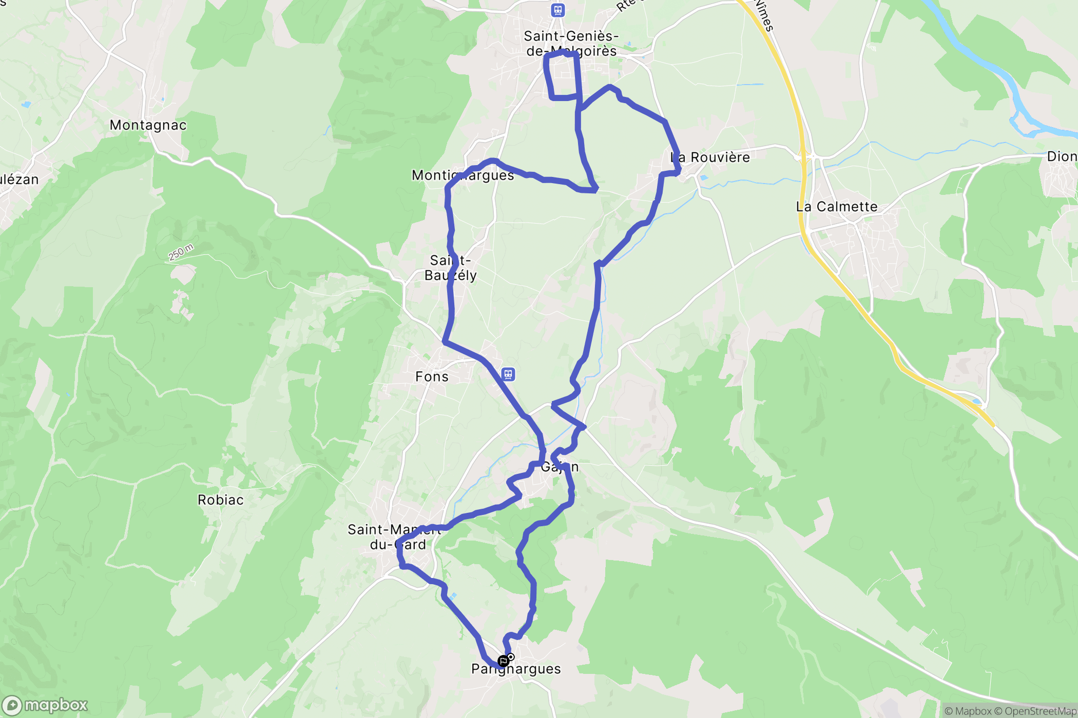 Parignargues : carte du parcours de randonnée - France