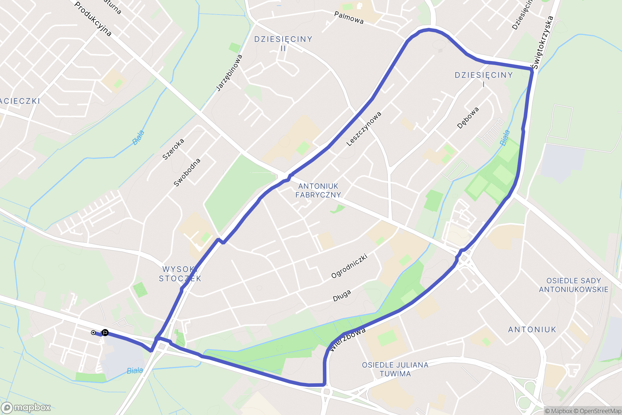 Białystok: mapa trasy - Poland