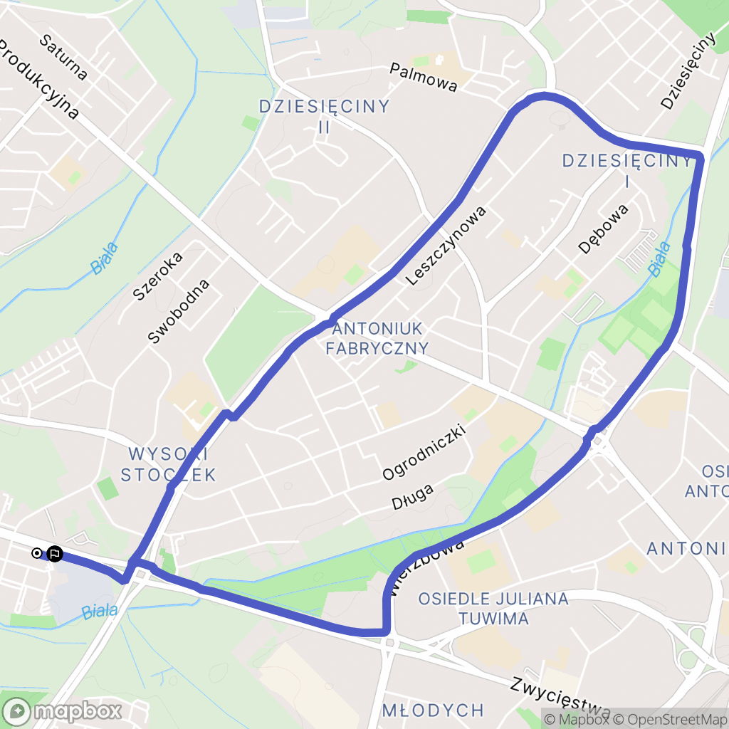 Białystok: mapa trasy - Poland