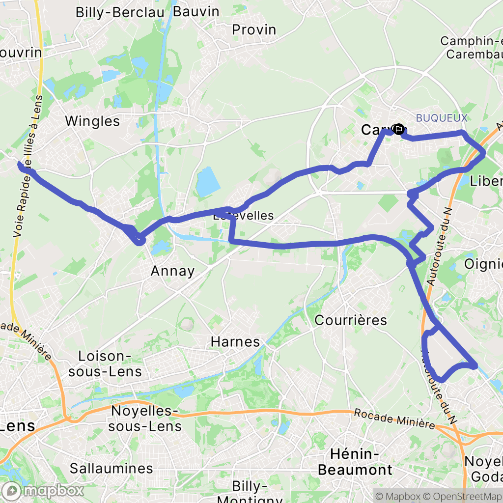 Carvin : carte du parcours de randonnée - France