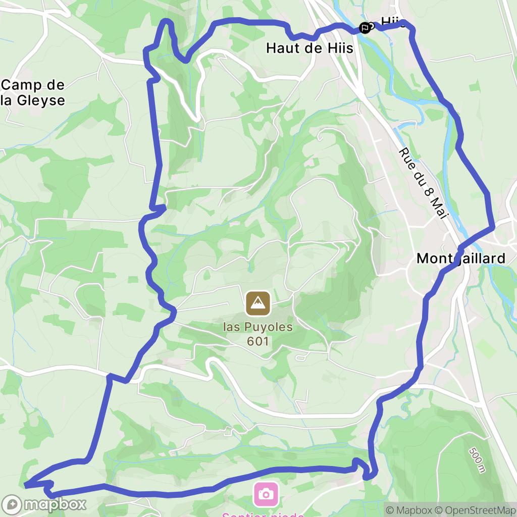 Hiis : carte du parcours de randonnée - France