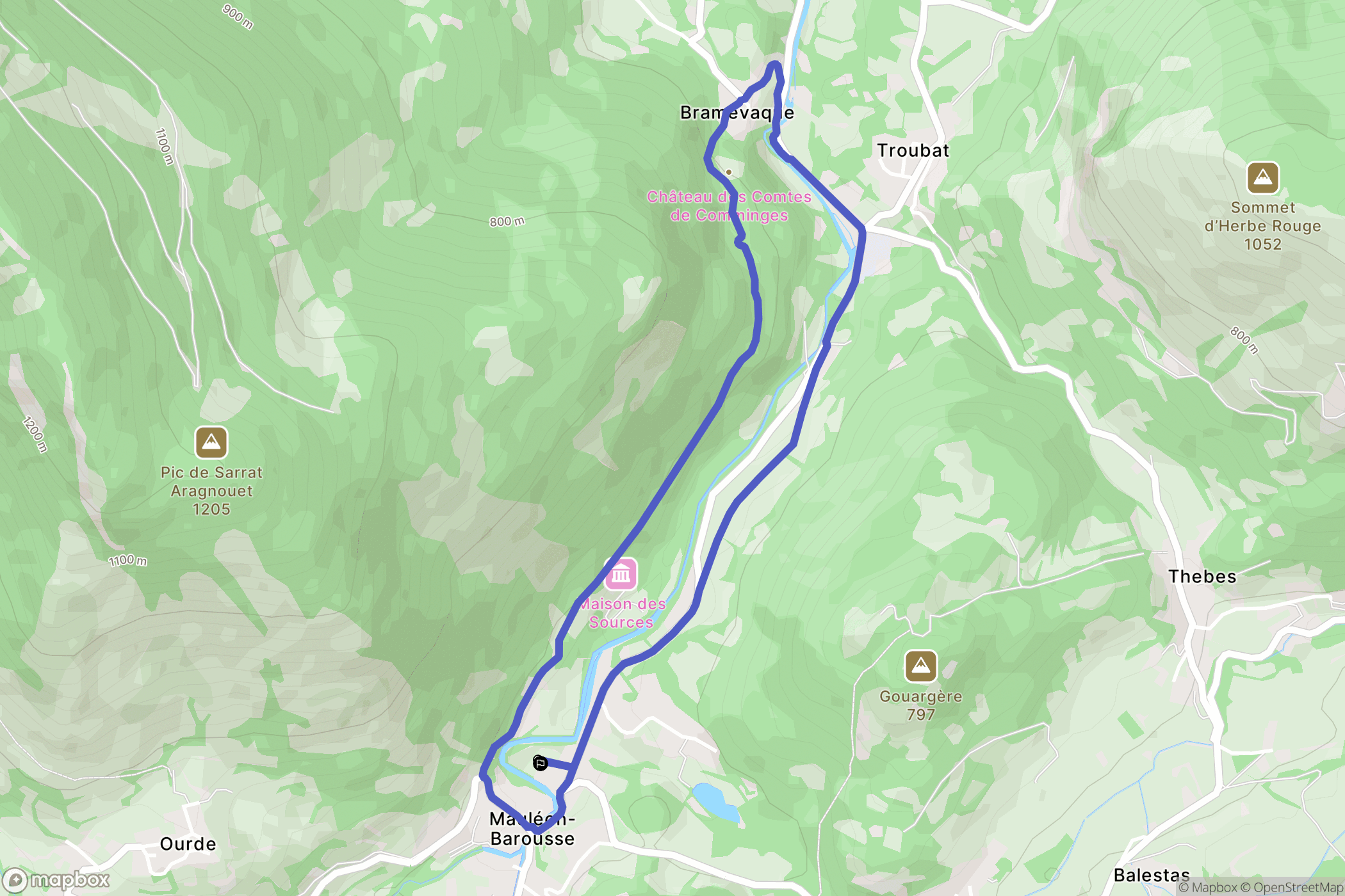 Mauléon-Barousse : carte du parcours de randonnée - France