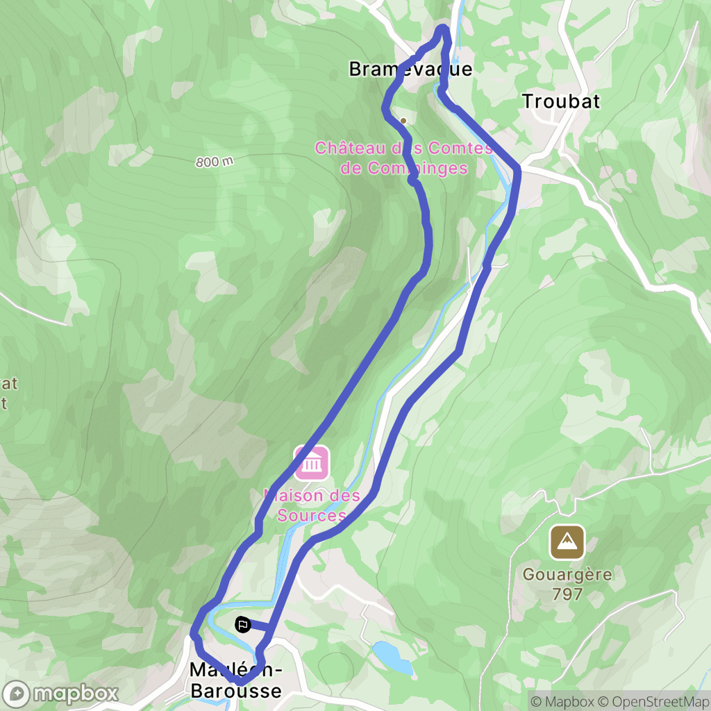 Mauléon-Barousse : carte du parcours de randonnée - France