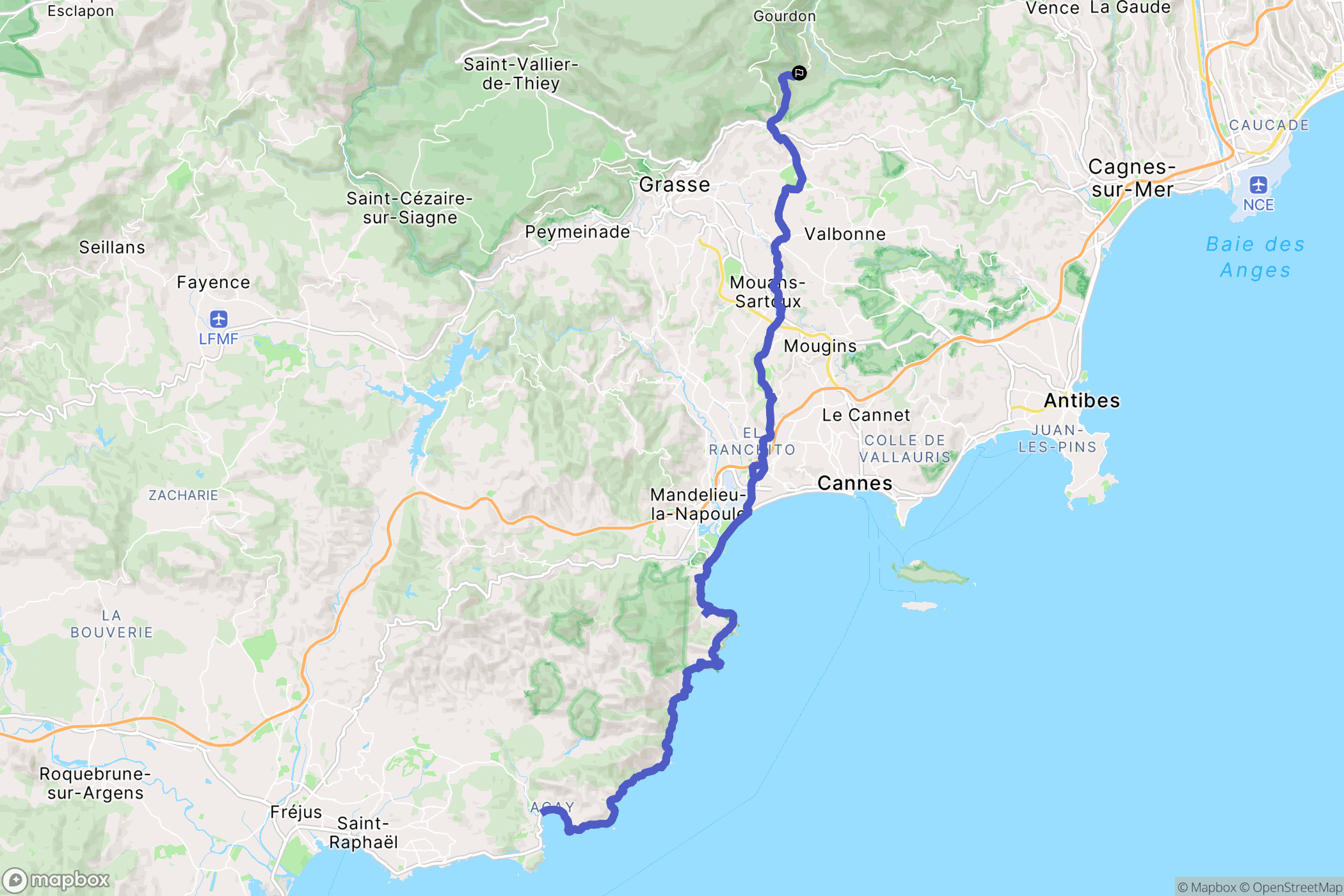 Le Bar-sur-Loup : carte du parcours de randonnée - France