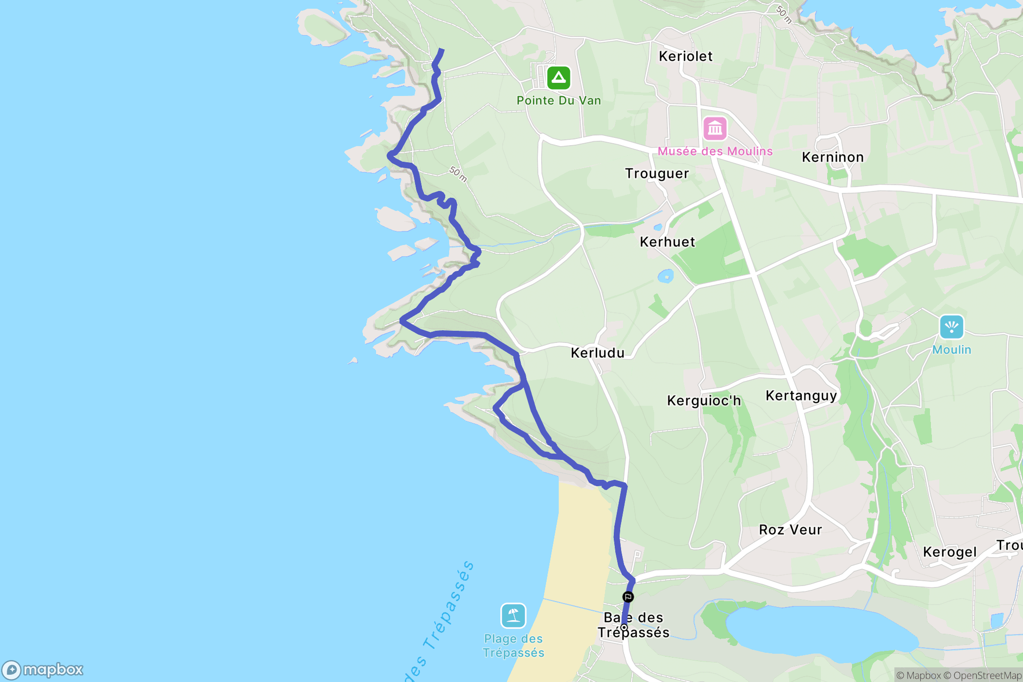 Plogoff : carte du parcours de randonnée - France