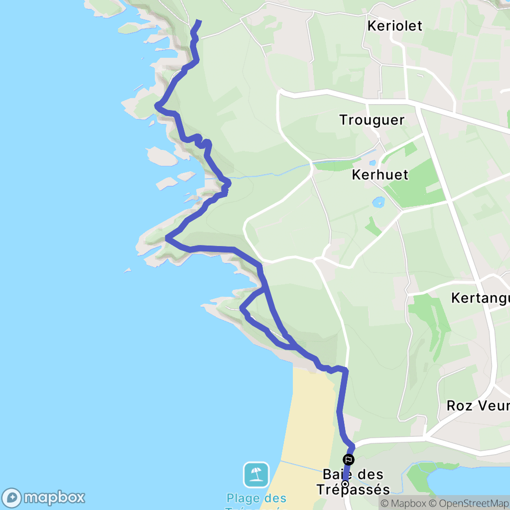 Plogoff : carte du parcours de randonnée - France