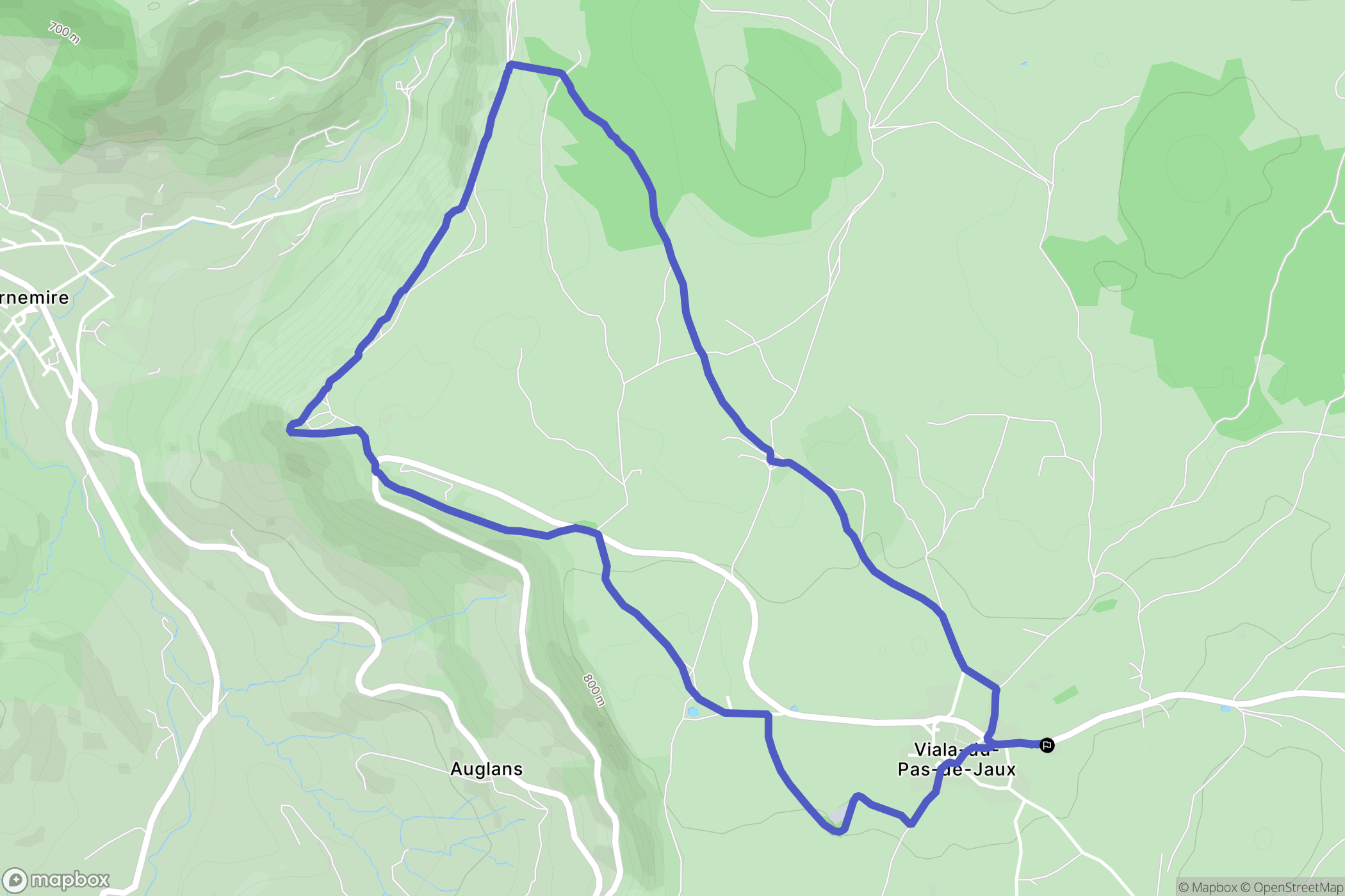 Viala-du-Pas-de-Jaux : carte du parcours de randonnée - France