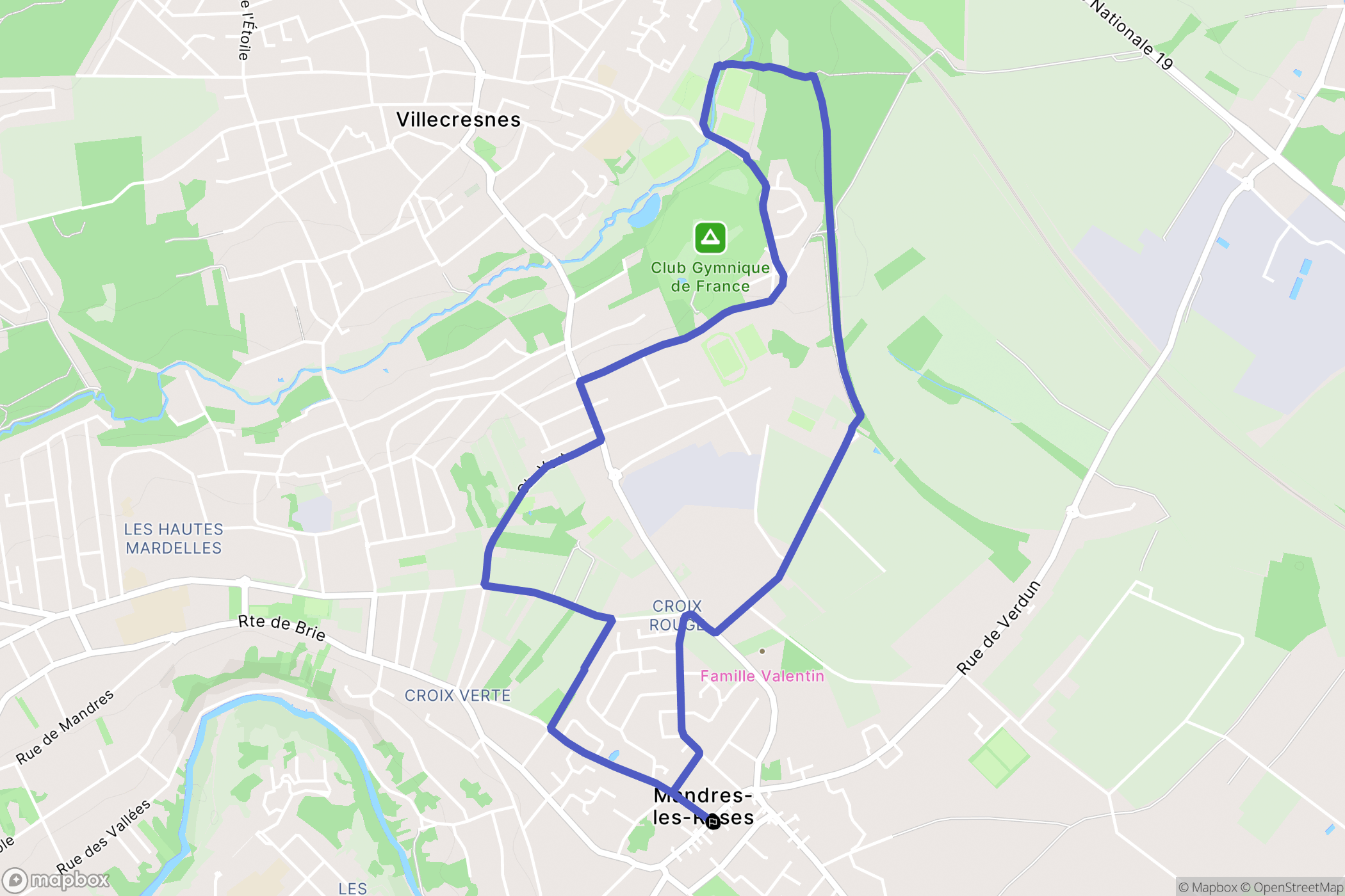 Mandres-les-Roses : carte du parcours de randonnée - France