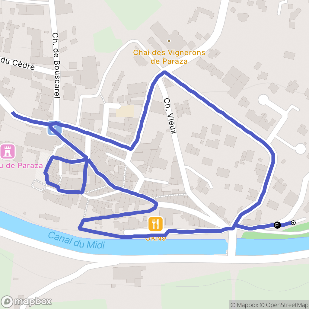 Paraza : carte du parcours de randonnée - France