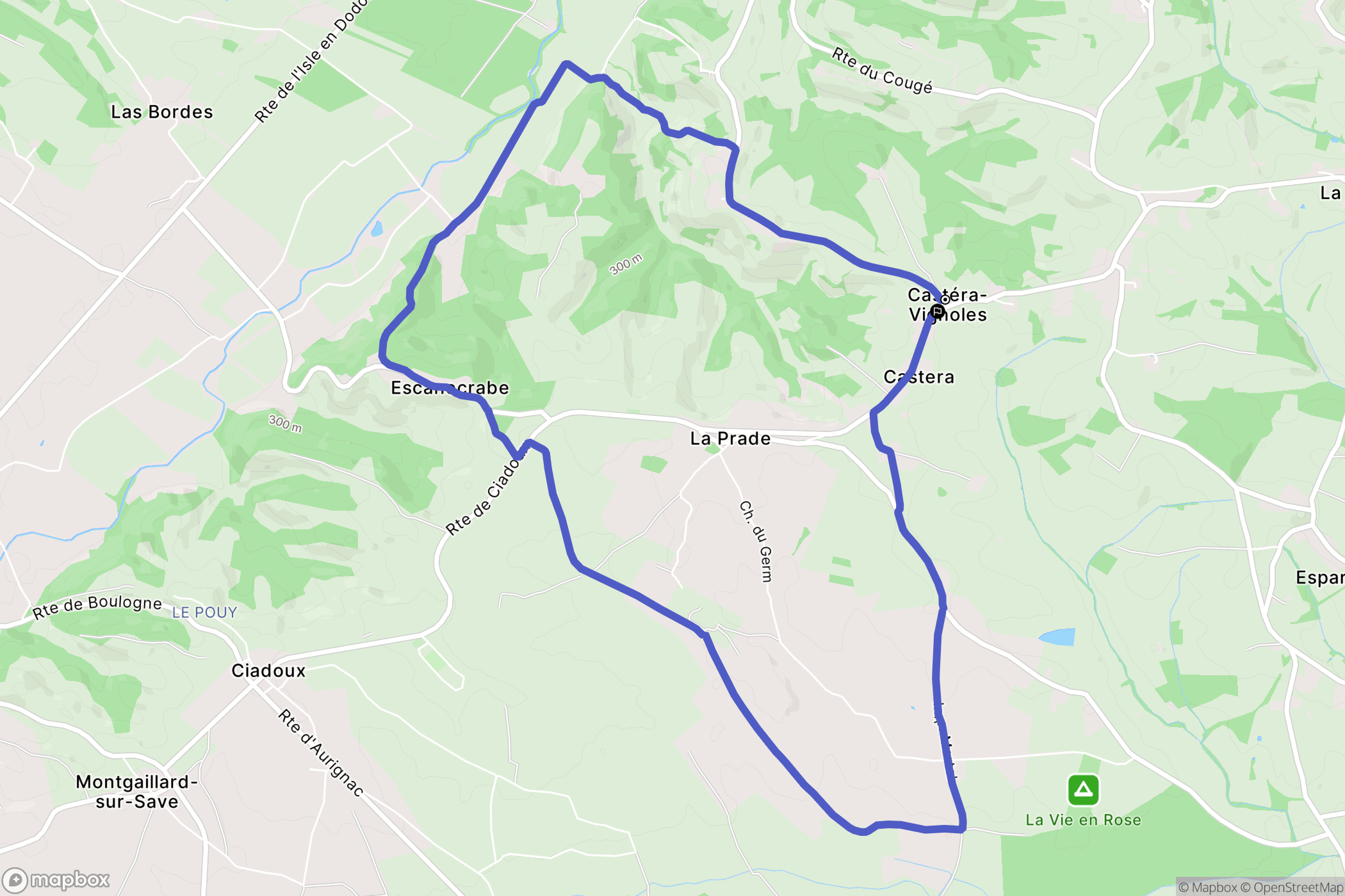 Castéra-Vignoles : carte du parcours de randonnée - France